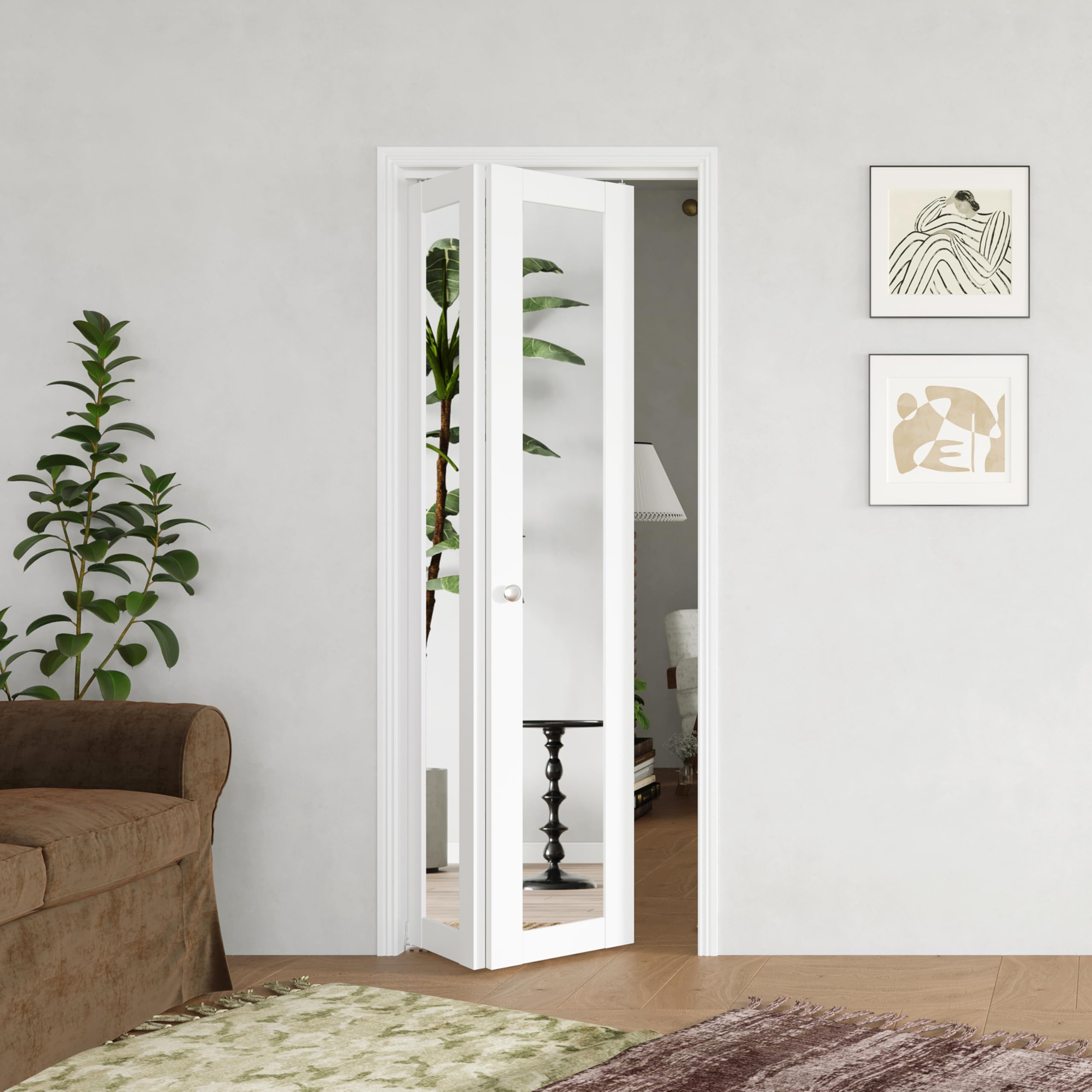 BARNER HOME Full Lite Mirror Bifold Door