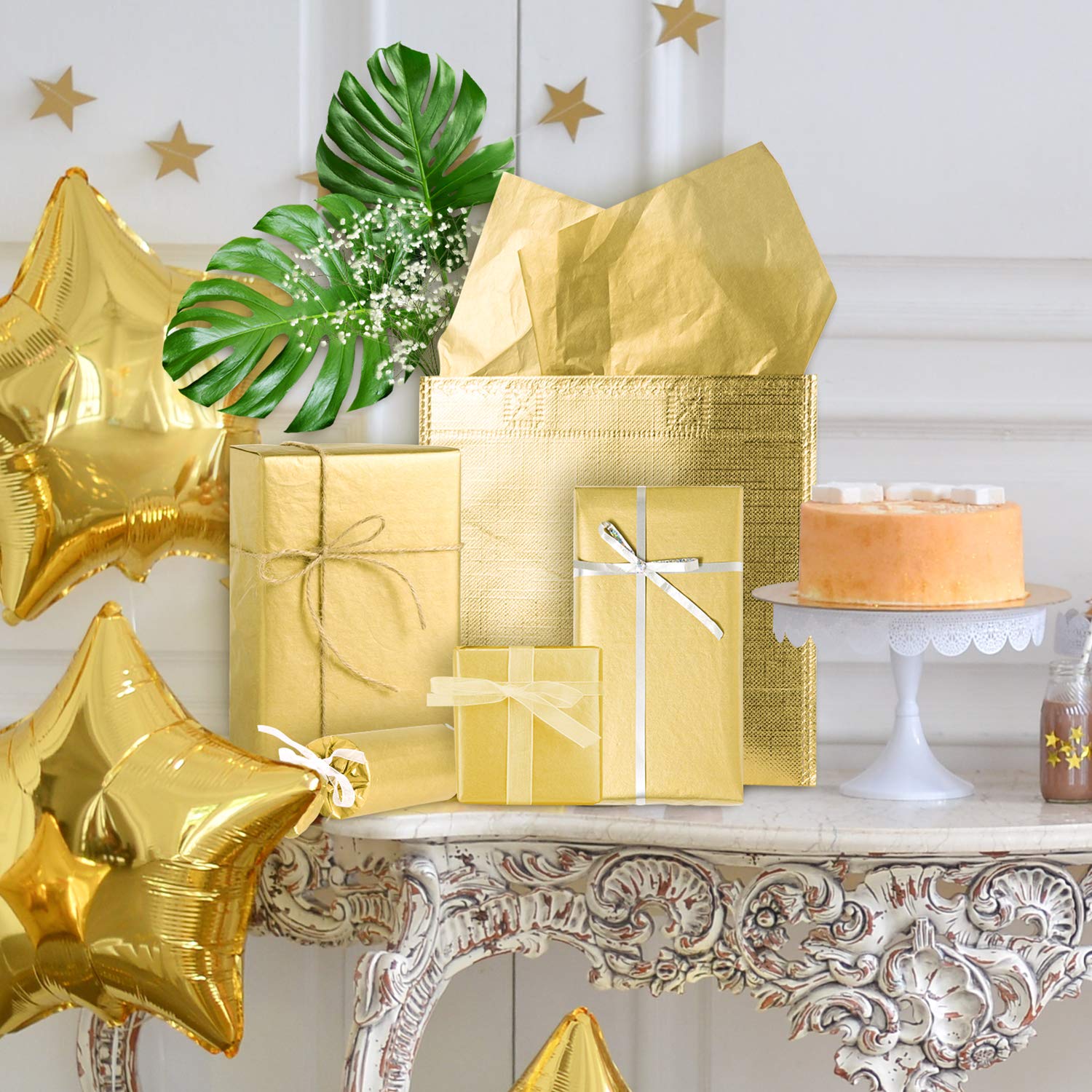 Whaline Gold Tissue Paper Bulk 100 Tissue Paper Sheets Metallic Gift