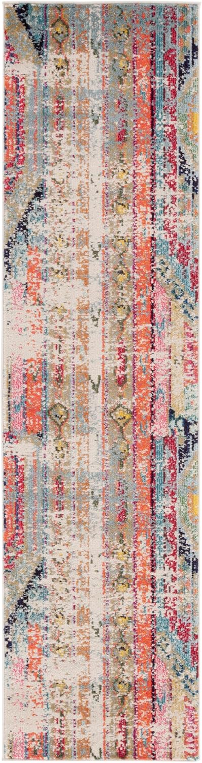 SAFAVIEH Monaco Collection Runner Rug - 2'2" x 20', Multi, Boho Chic Tribal Distressed Design, Non-Shedding & Easy Care, Ideal for High Traffic Areas in Living Room, Bedroom (MNC222F)