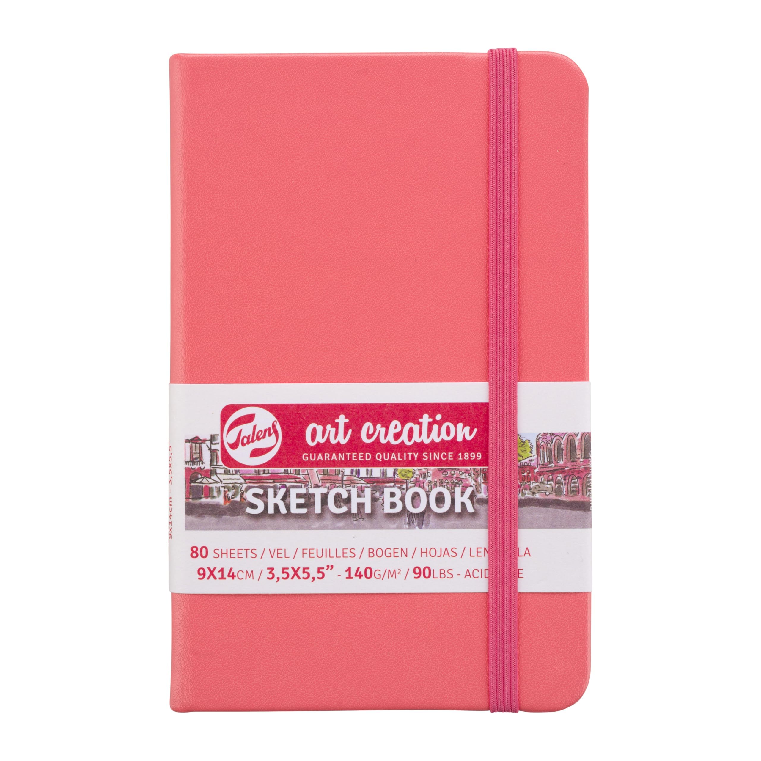 Talens Art Creation Sketchbook - Rosso corallo - 9x14 cm - 140g - 80 fogli - Ideale per il disegno, il journaling e i media umidi