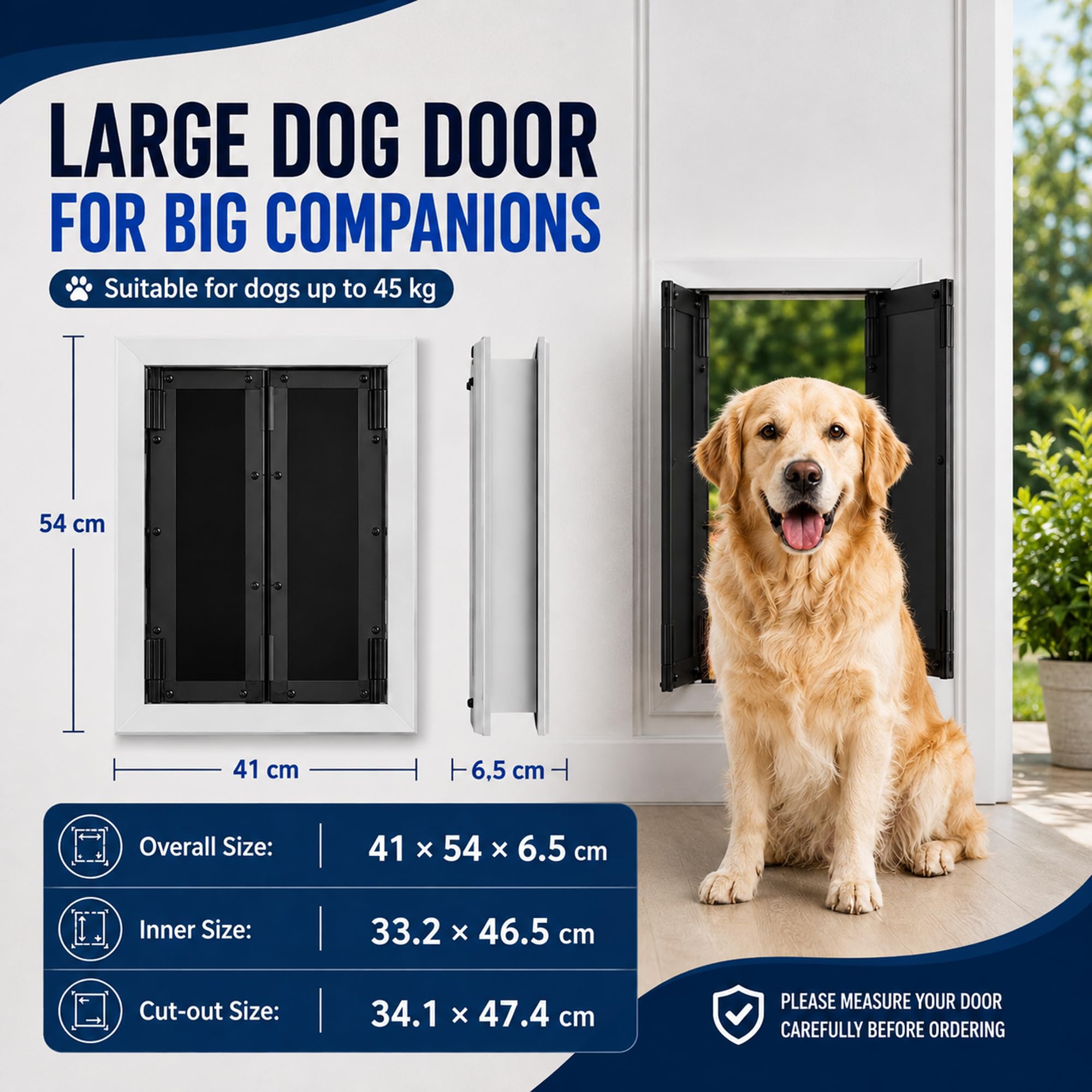 Aluminium hundeklappe, Double Volet Magnétique hundeklappe für große Hunde