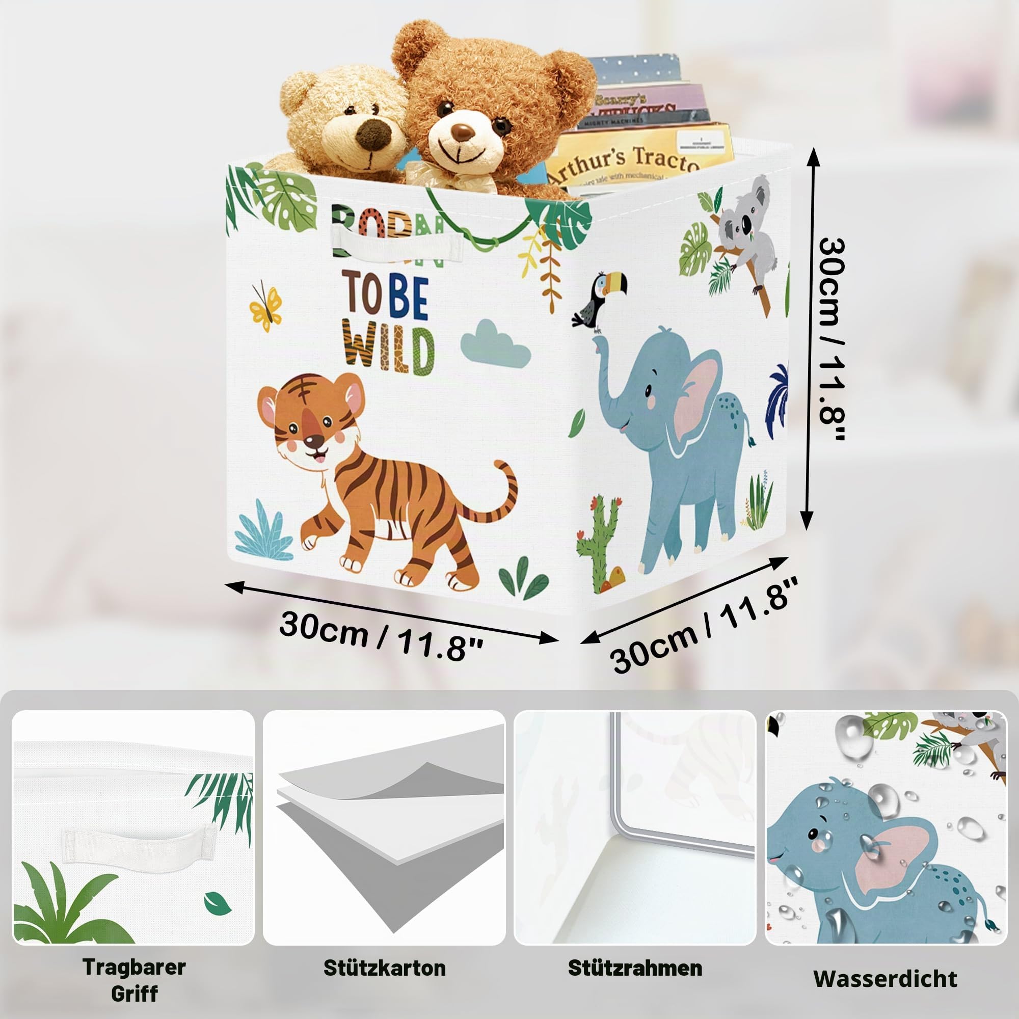 30cm Aufbewahrungsbox 3 Stück Waldtieren Aufbewahrungskorb Kinder Faltbar Koala Aufbewahrungswürfel Organizer Für Spielzeug Bücher Kleidung, Boho Tier