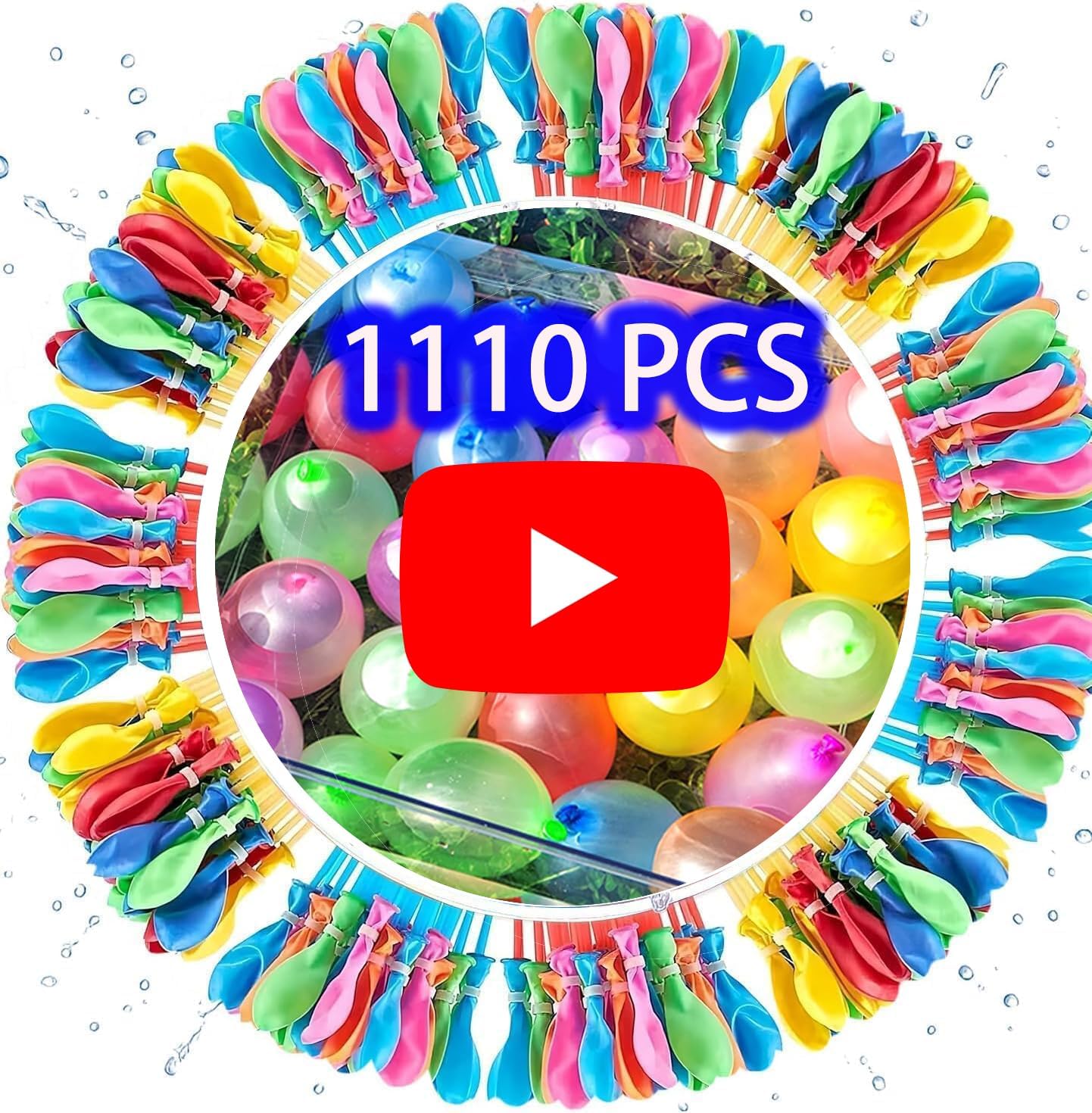 Water Balloons Quick Fill Water Balloon Pools Party 【1110 PCS】 Multicolored Colored Water Balloons Splash Fun Summer Pools Party Outdoor Safety Water Bomb Fight (1110pcs Multicolored)