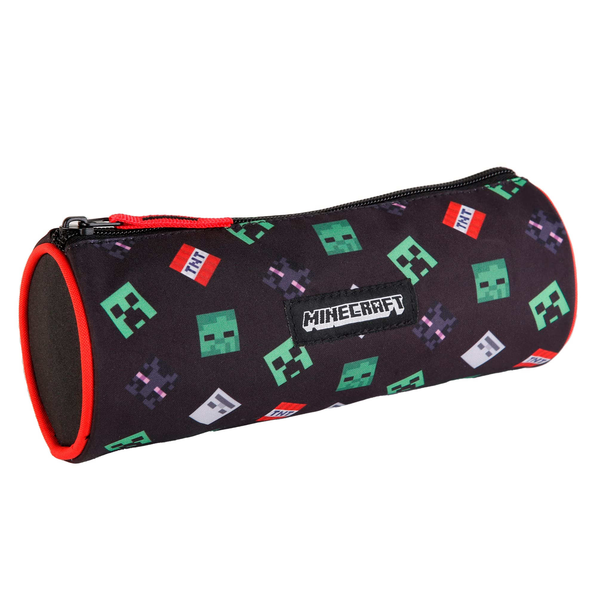 MINECRAFT Estuche Escolar TNT - ToyBags - Gamer Case - Diseño con Forma Cilíndrica - Portatodo con 1 Compartimento - Interior Forrado y Cierre de Cremallera - 8 x 22 x 8 cm