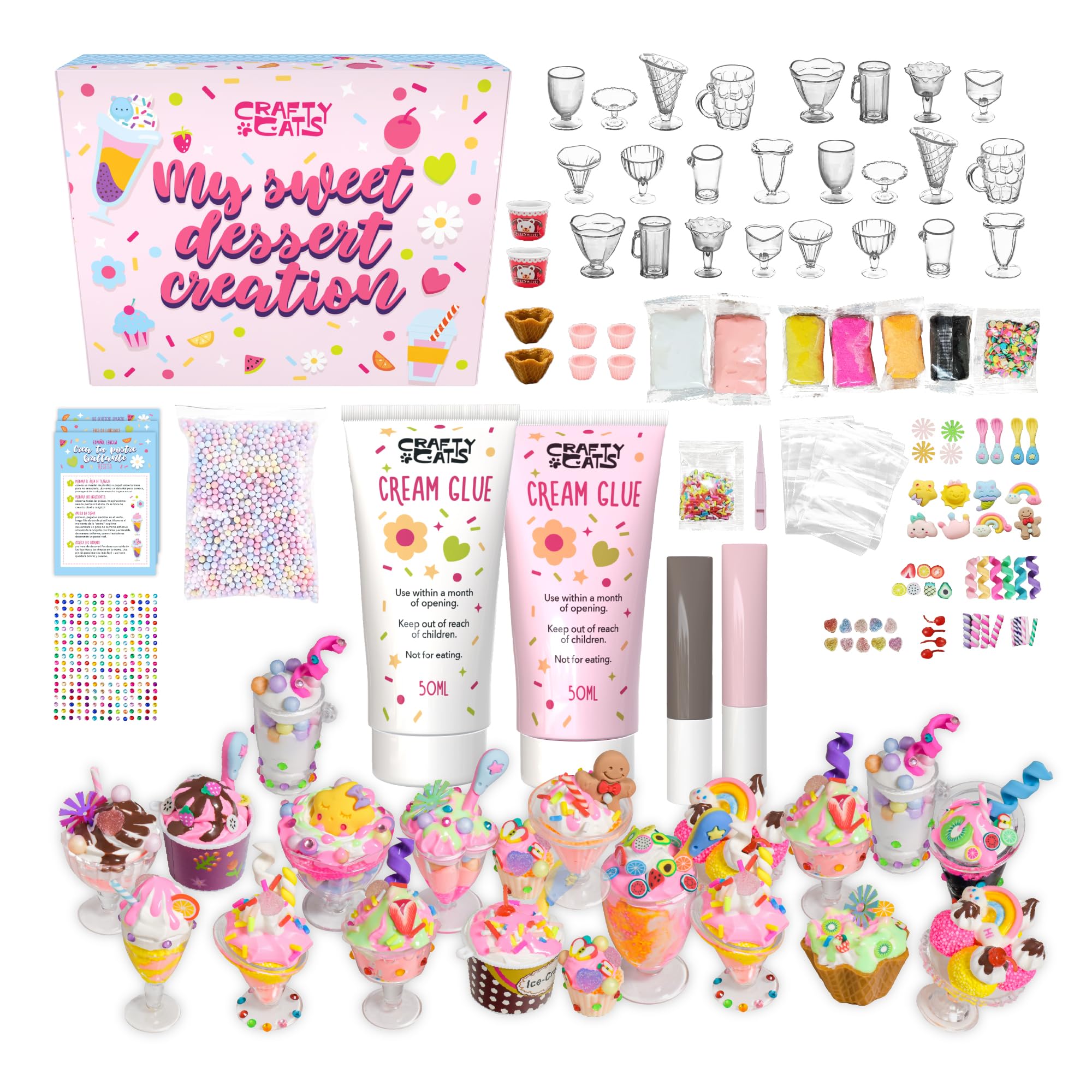 CRAFTY CATS Bastelkoffer Kreativ Set Dessertträume für Katzenliebhaber Kinder ab 6 Jahren DIY Haustier-Basteln, Bastelbox Katzen, kreatives Bastel Set Geschenkidee Familie