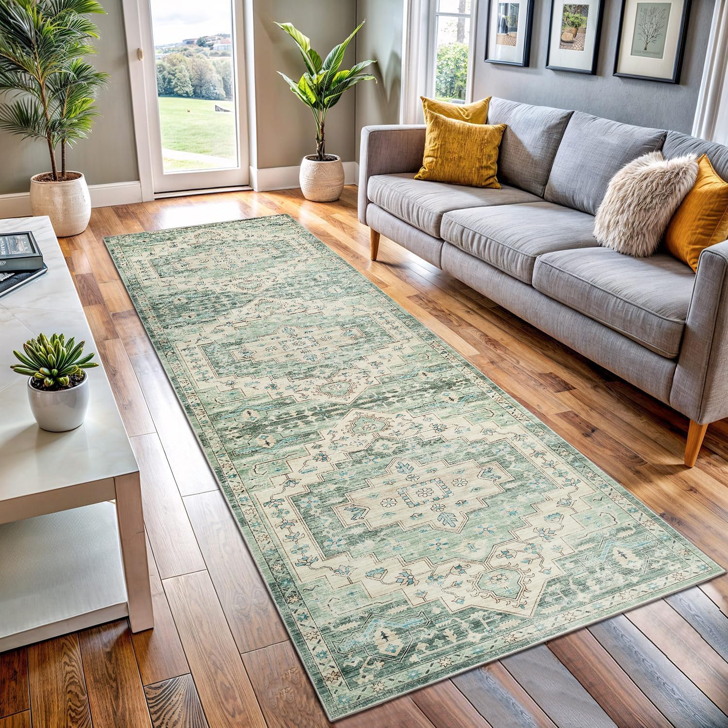 Hafaa Machine Washable Hallway Runner Rug 60×220 cm Ember | Soft Touch Fluffy Cashmere Rugs for Living Room, Non Slip Carpet Runners for Bedroom, Dinning Room Kids Room