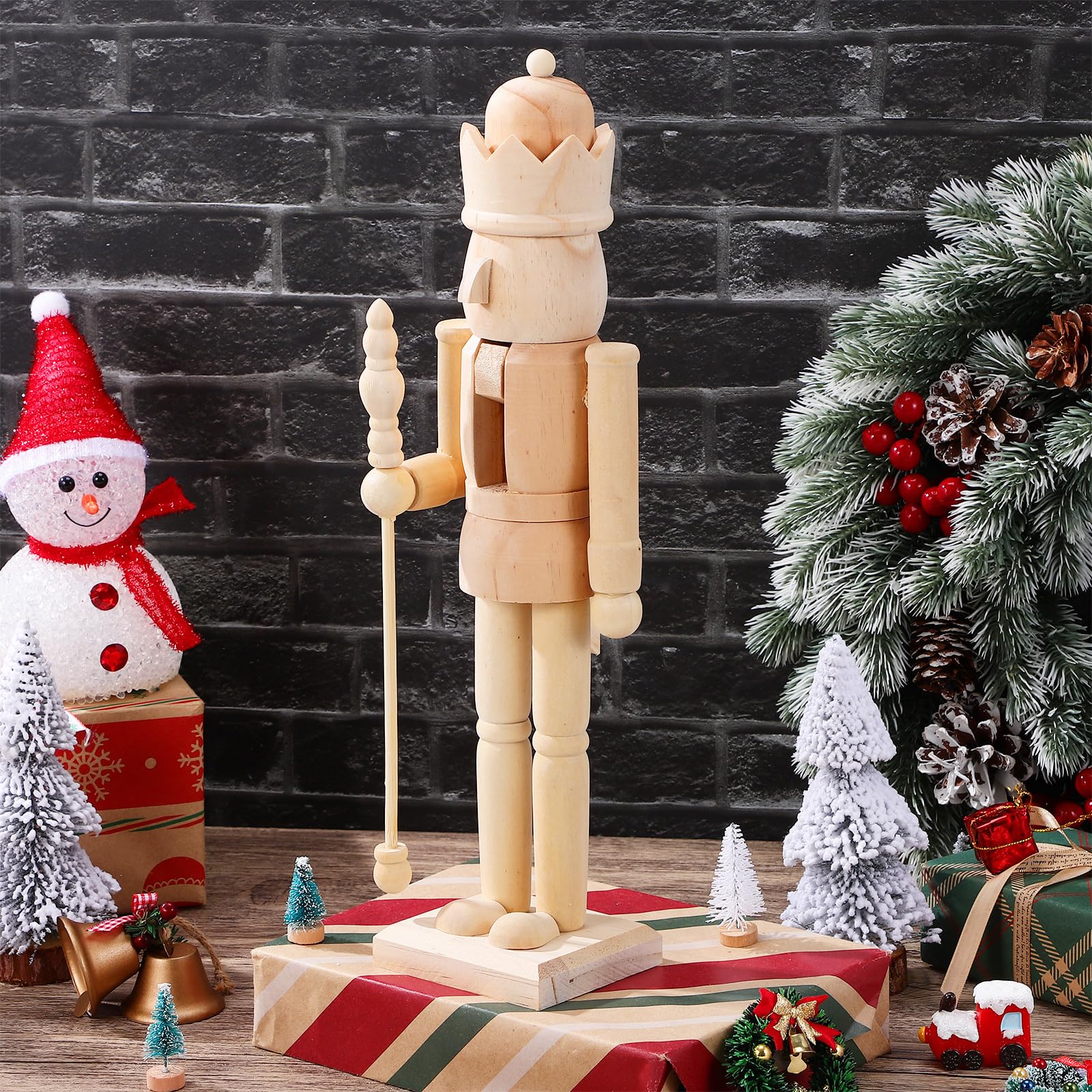 IMIKEYA Marionettenkönig Soldat Nussknacker Aus Holz Unvollendete Nussknackerfigur Aus Holz Figur Aus Soldat Figur DIY Unbemalter DIY