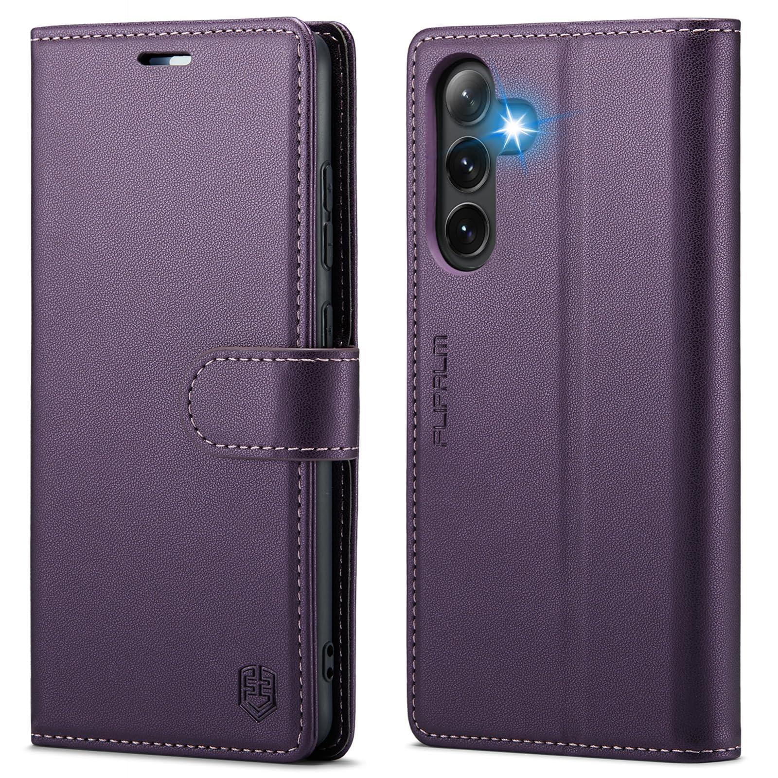 Photo 1 of FLIPALM Wallet Case for Samsung Galaxy S25 Plus/S25+, RFID Blocking Credit Card Holder, PU Leather Folio Flip Kickstand Protective Shockproof Cover for Galaxy S25 Plus (Purple)