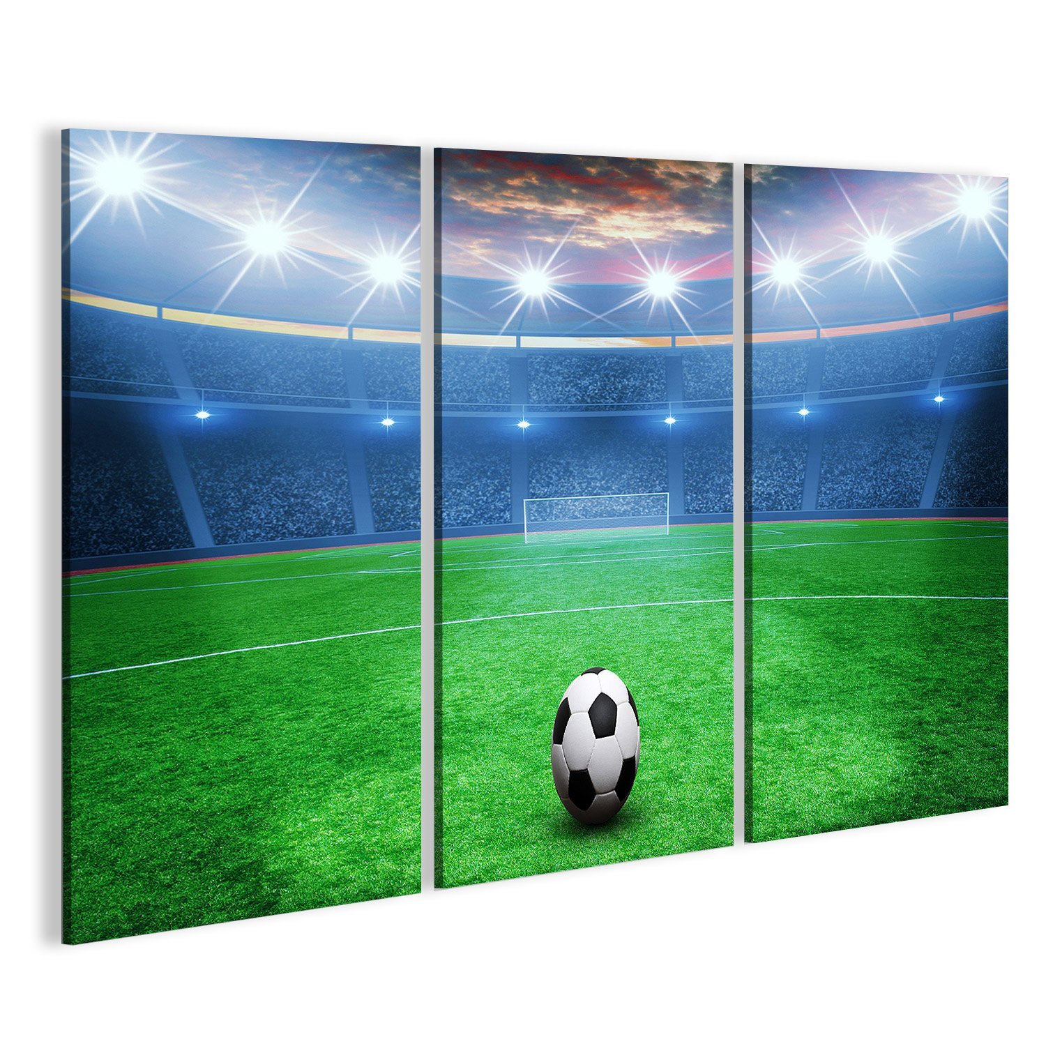 islandburner, Quadro Moderno Il Pallone da Calcio sullo Stadio Verde, Arena nella Stampa su Tela Quadro JYZ-IT