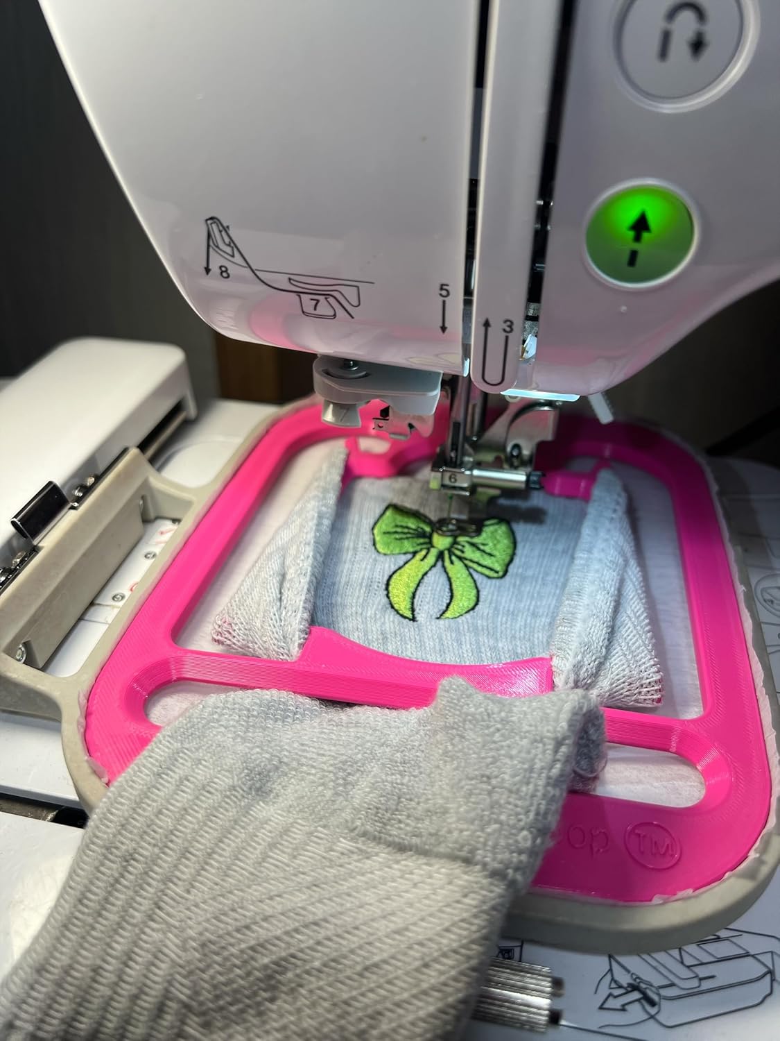 Sock Hoop™ Embroidery Aid Insert for 4X4 100X100mm SA432 Brother, Baby Lock EF62 and Poolin05 (Adult-Size) Pink Custom Fit NOT Universal