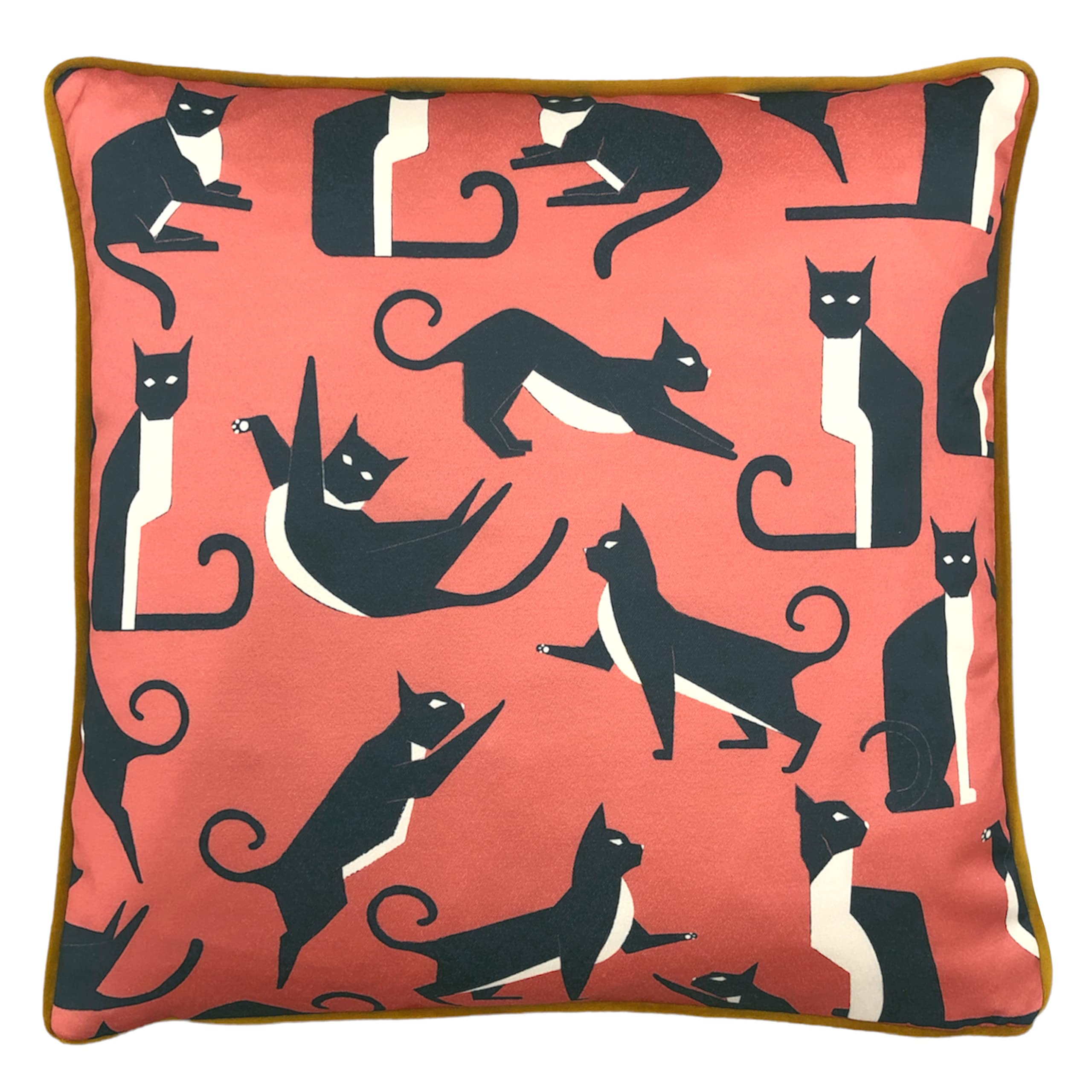 furn.Kitta Geo Cats Cushion Cover, Polyester, Pink Watermelon,43 x 43cm
