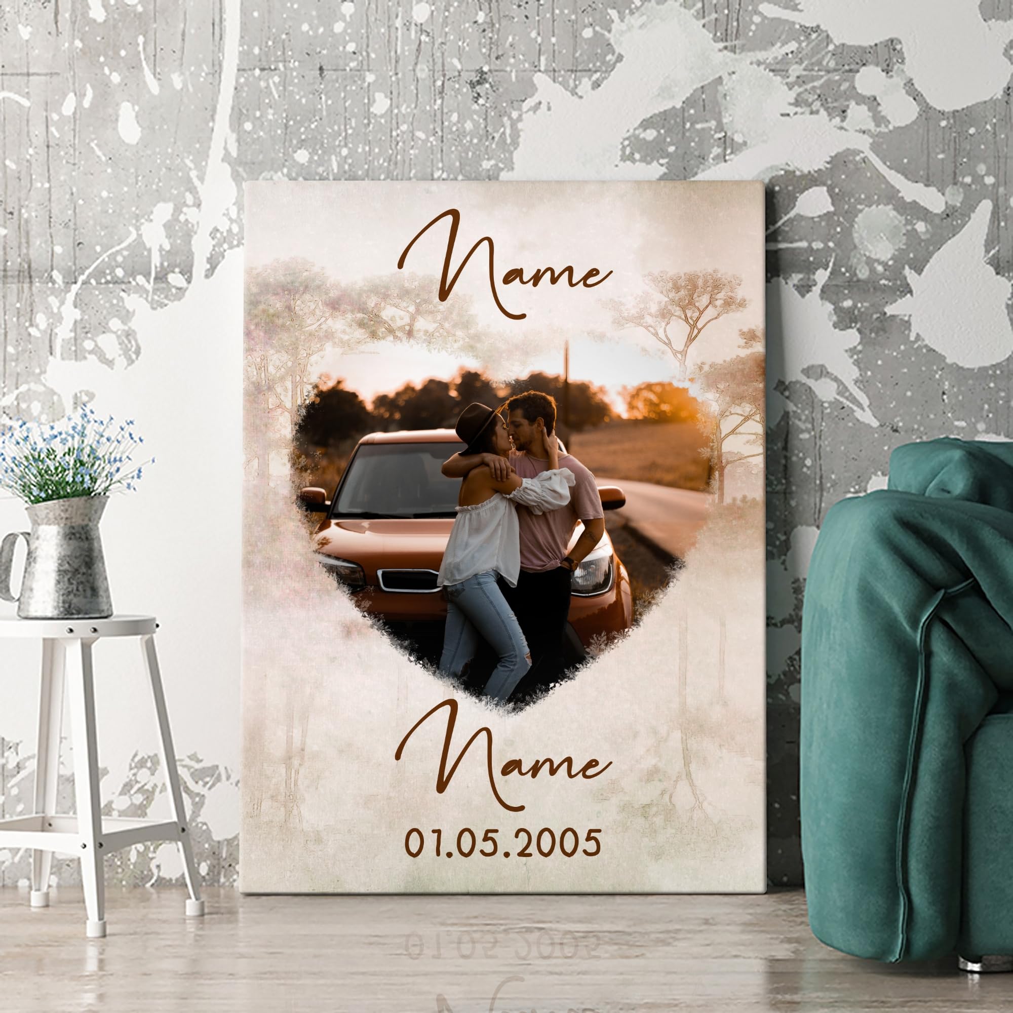 Liebesleinwand Das sind wir Leinwand | Leinwandbild mit Foto, Namen und Datum | Wandbild gestalten | Jahrestag Geschenk für Frau Freundin Mann Freund | Herzenswälder