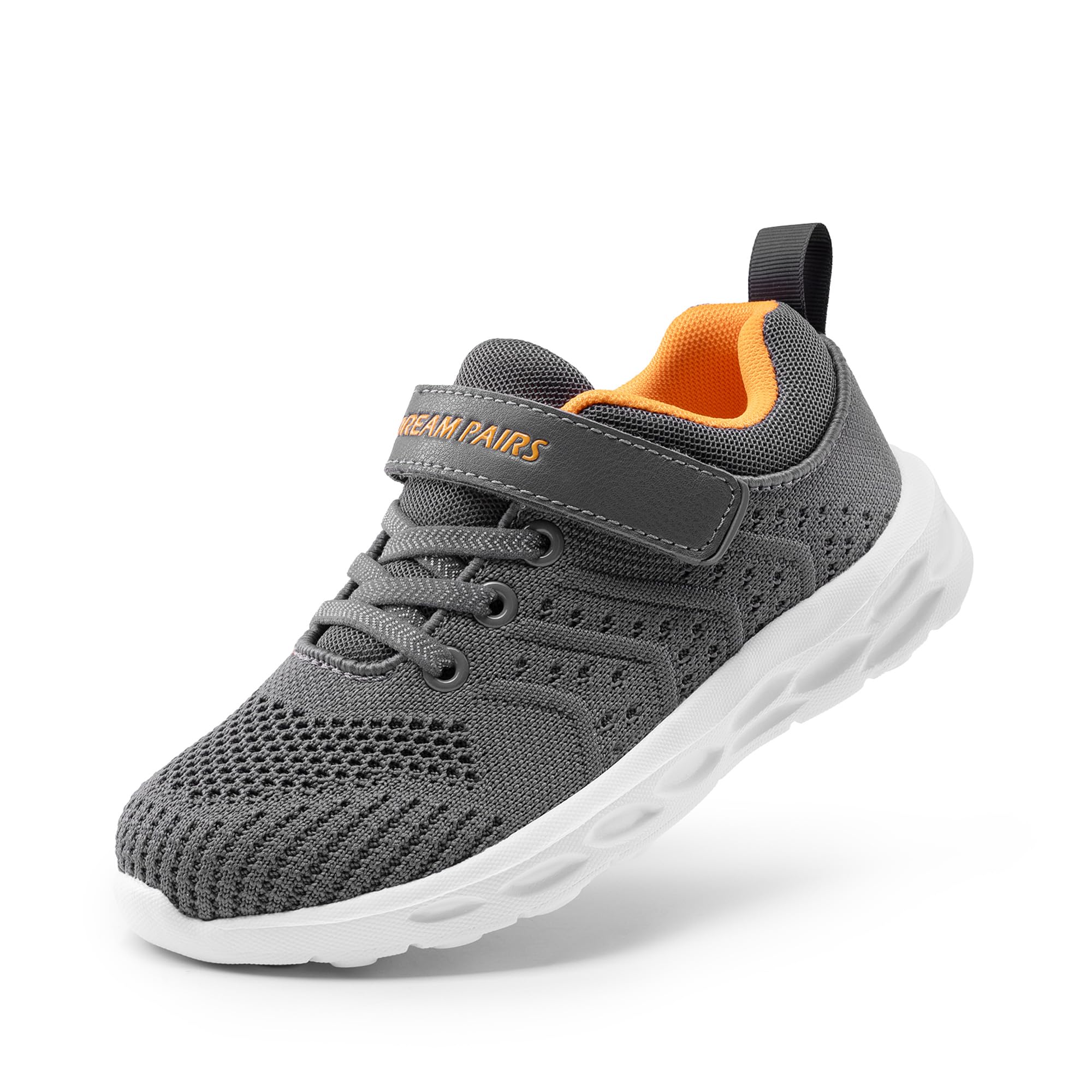 DREAM PAIRS Boys Girls Shoes Kids Tennis Footwear EZ-Ons GoGetters Running Athletic School Sneakers for Little/Big Kid,Size 2 Little Kid,Grey/Orange,KD18001K