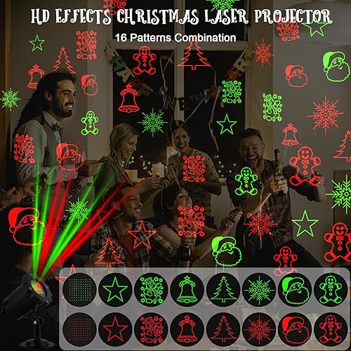 Miniatura 2 de Proyector de luces de Navidad para exteriores, luces de proyector láser de Navidad impermeables con control remoto, decoraciones de focos de Navidad