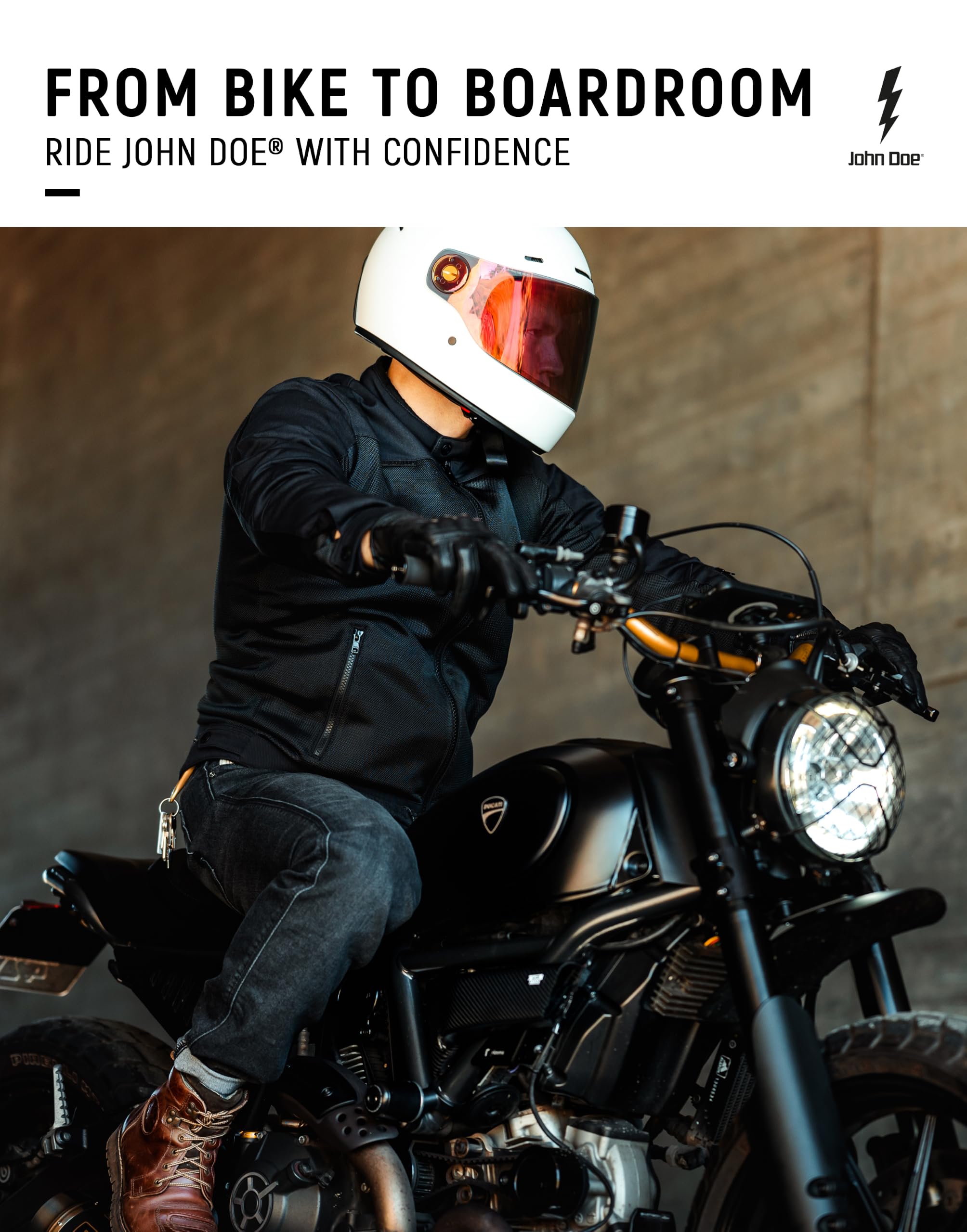 John Doe Dylan Monolayer | certyfikat CE AAA | spodnie motocyklowe | oddychające | dżinsy motocyklowe | dżinsy ze stretchem | z ochraniaczami