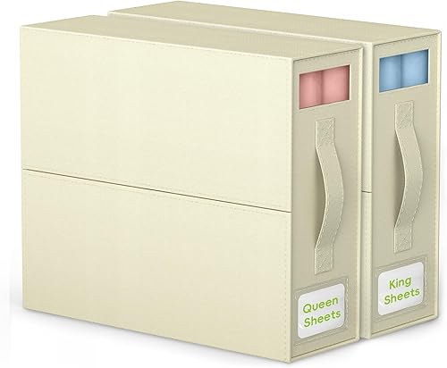 SheetCube - Organizadores de sábanas y almacenamiento, paquete de 2 (tamaño Queen o King) plegable, con cremallera, para sábanas, fundas de edredón,