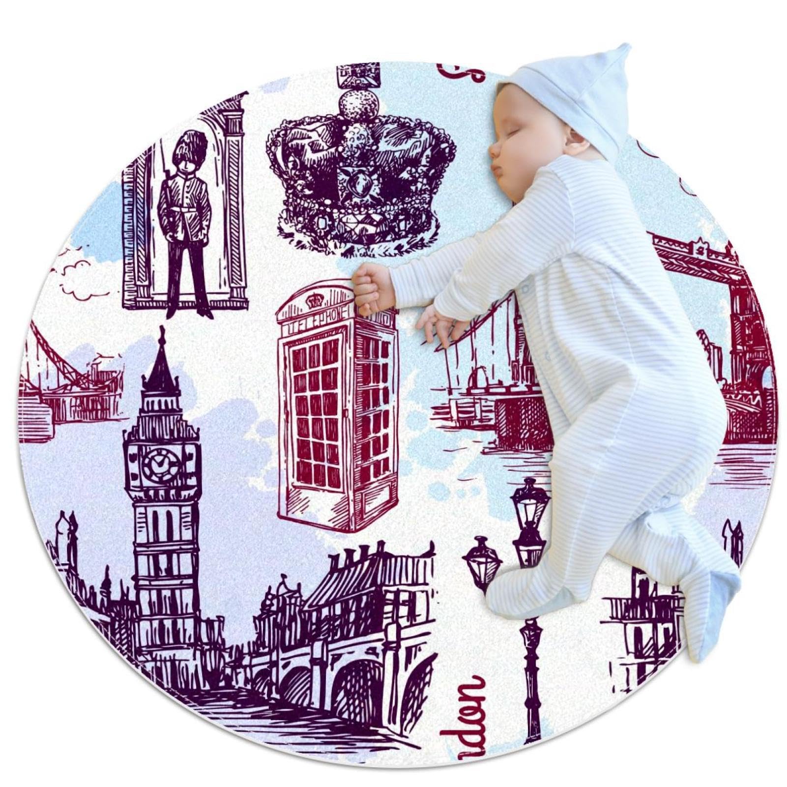 Tapis de salle de bain rond Big Ben tapis antidérapant chambre 1m
