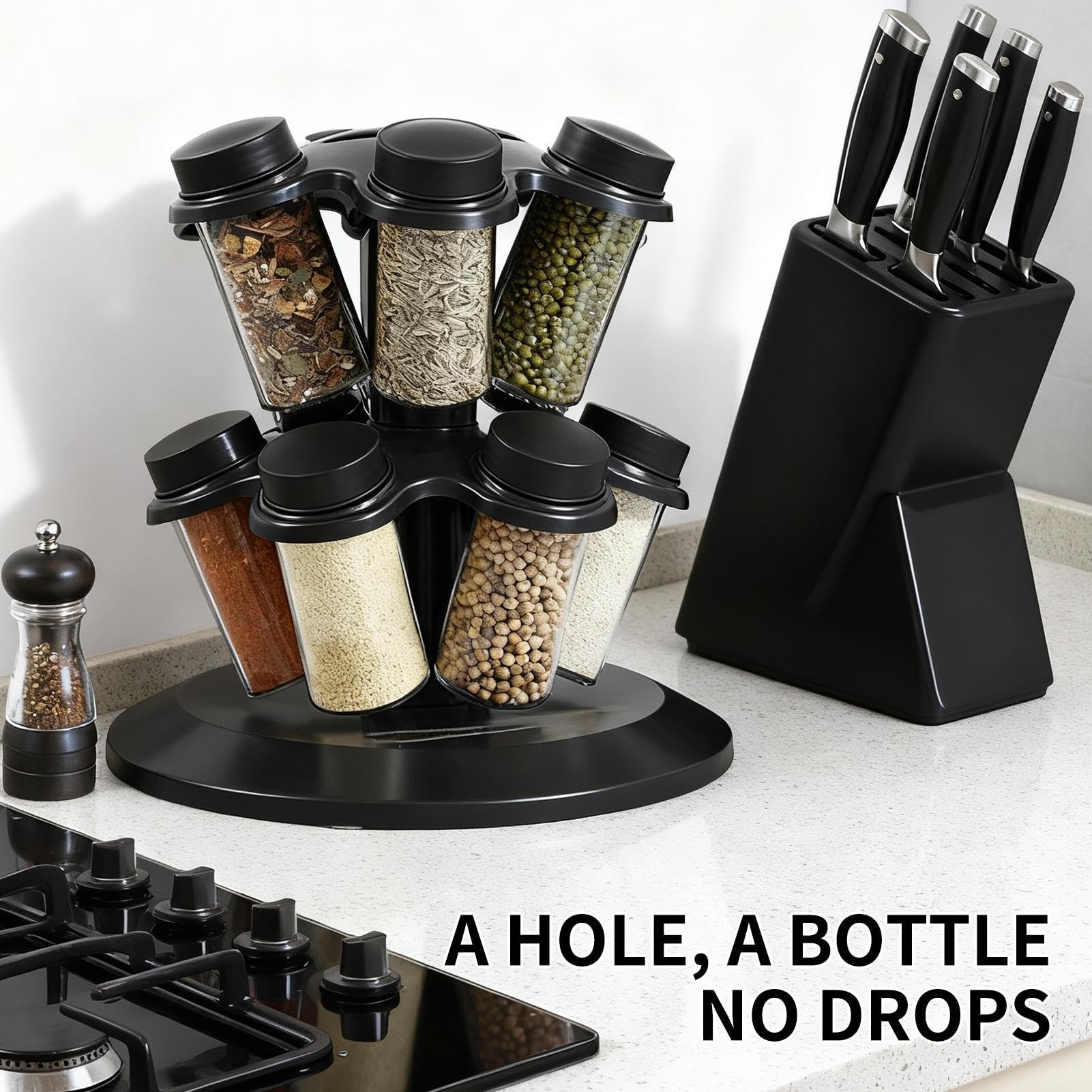 Generico Estantería giratoria para especias, organizador | Porta condimentos para 12 tarros | Porta condimentos de mostrador, para casa, cocina, armario, despensa , comedor, apartamento