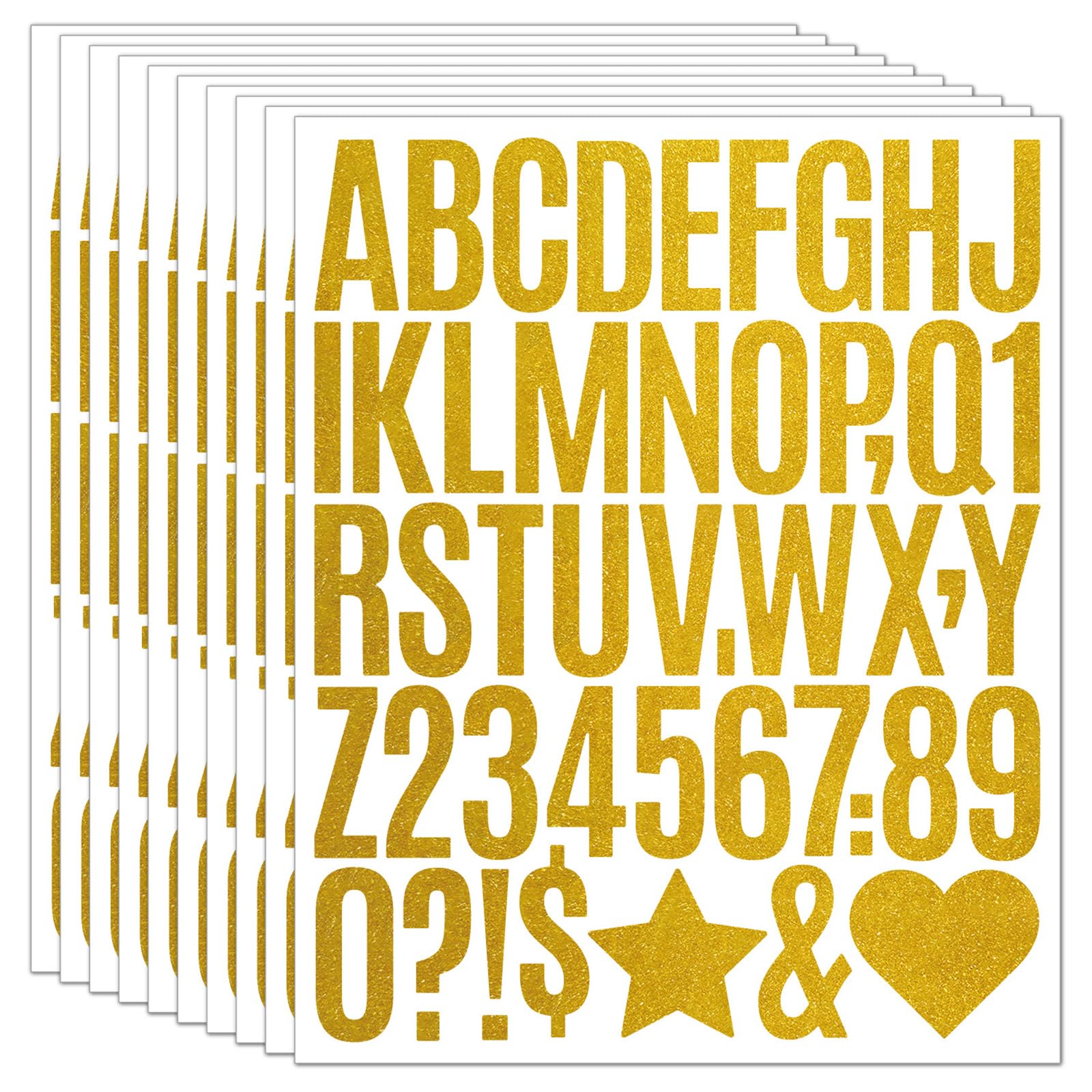 Xjdzineq 402Pcs Gold Glittered Letter Number Sticker Large Letter Adhesive for Scrapbooking Card Making Crafting Classroom Decoration