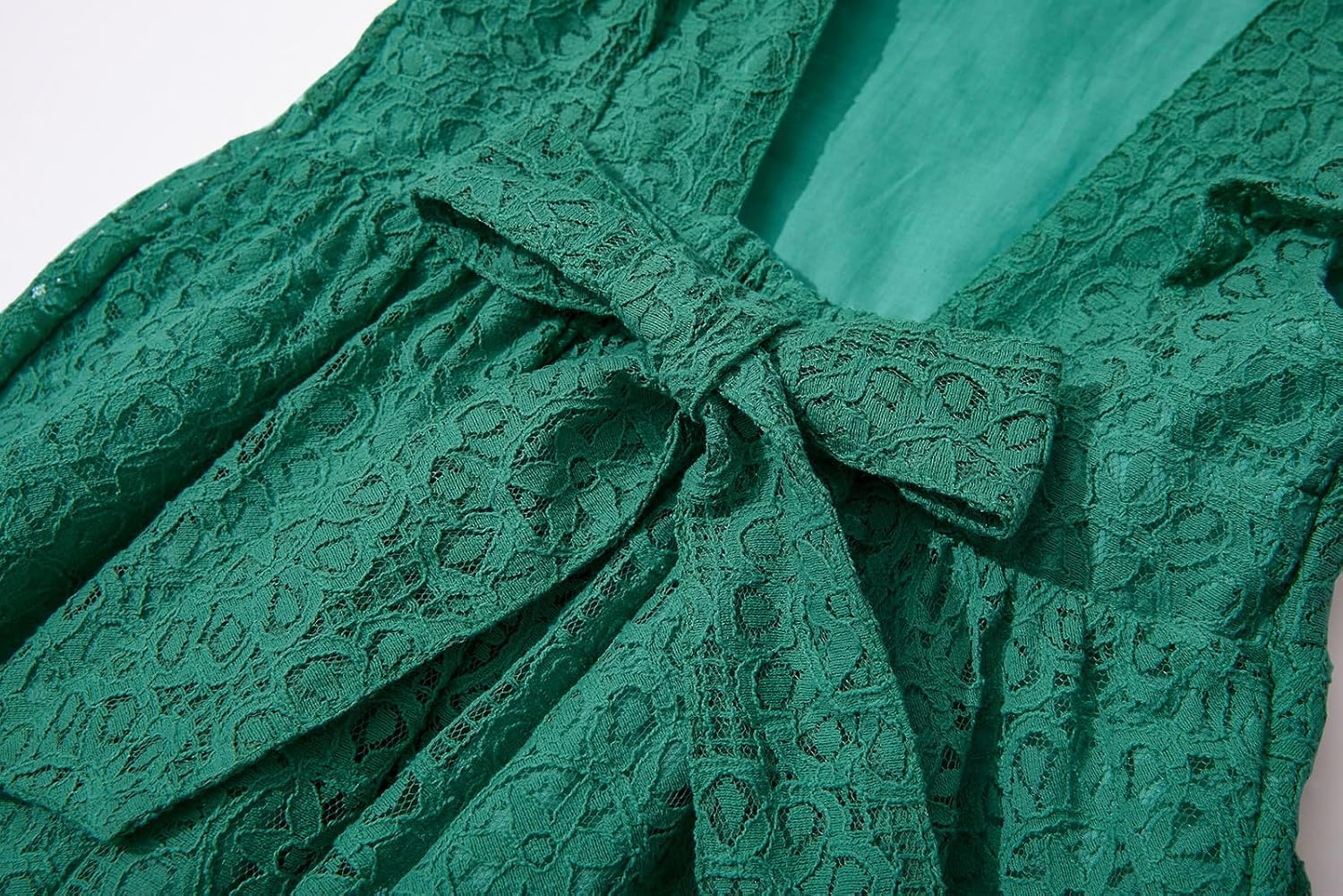 Rysly Toddler Girls Backless Flutter Sleeve Lace Party Dress Elastic Waist Bow Kid Casual Dresses - Image 4