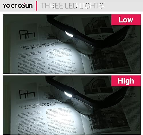Miniatura 4 de YOCTOSUN Lupas con luz, lupa de cabeza recargables con 3 luces LED y lentes desmontables 1.5X, 2.5X, 3.5X, 5X, auriculares con aumento para trabajo