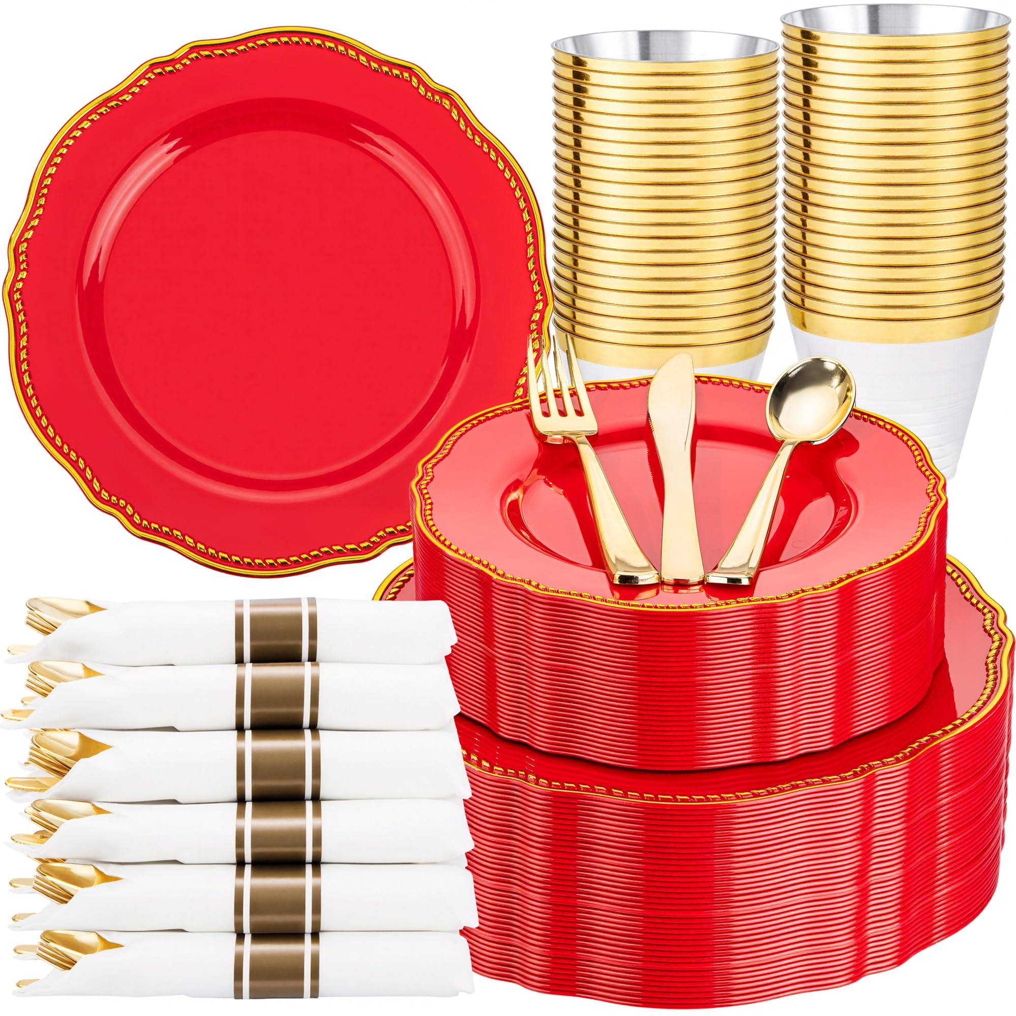 Ivory Gold Plates for Weddings & Parties -14