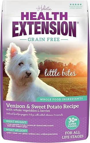 Health Extension Pequeños bocados sin granos para perros, alimentos naturales con vitaminas y minerales añadidos, perfectos para té, juguetes y