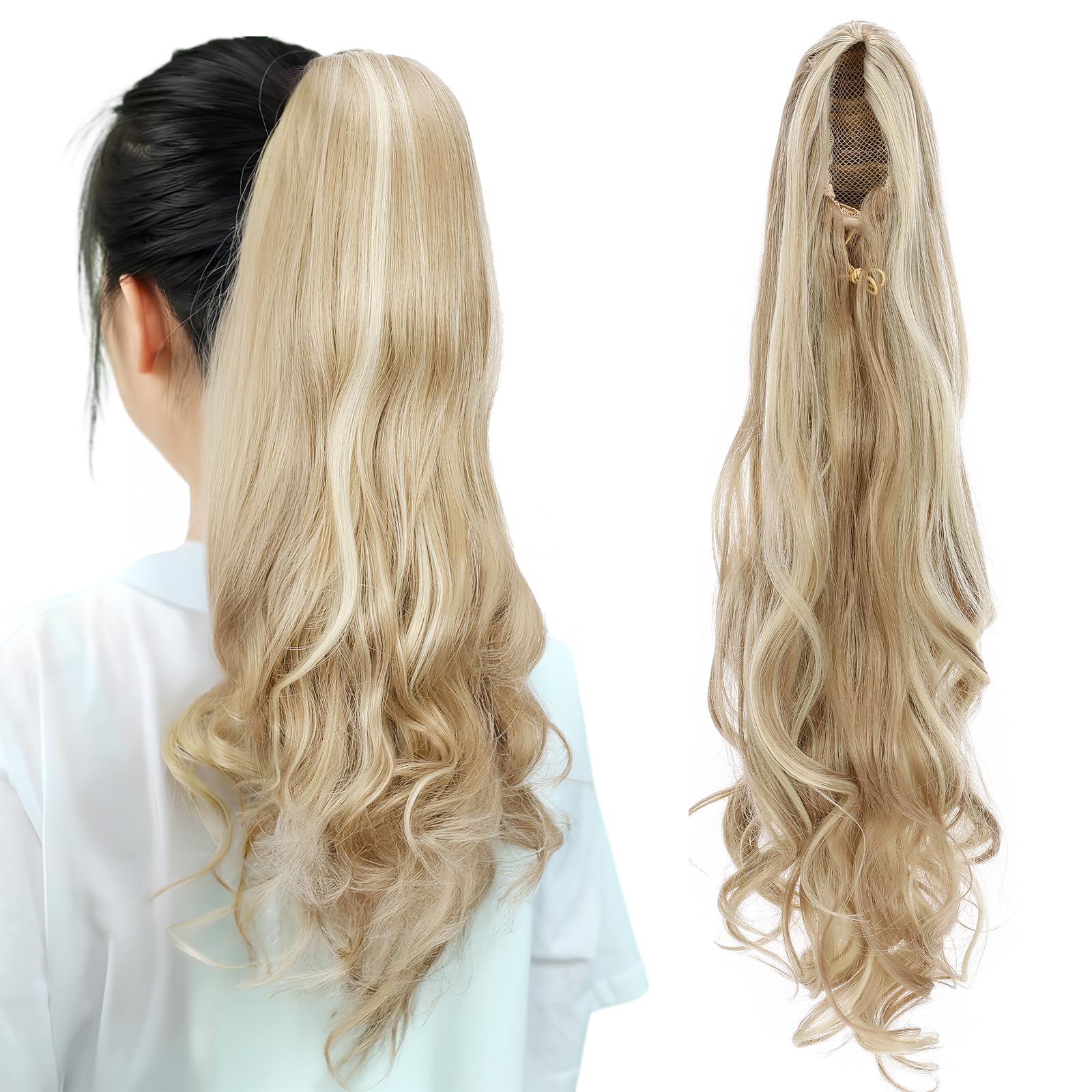 TESS Wavy Ponytail Extension, Drawstring Clip in Ponytail Hair Extensions, Long Hair Extensions, 24 Inches 160g