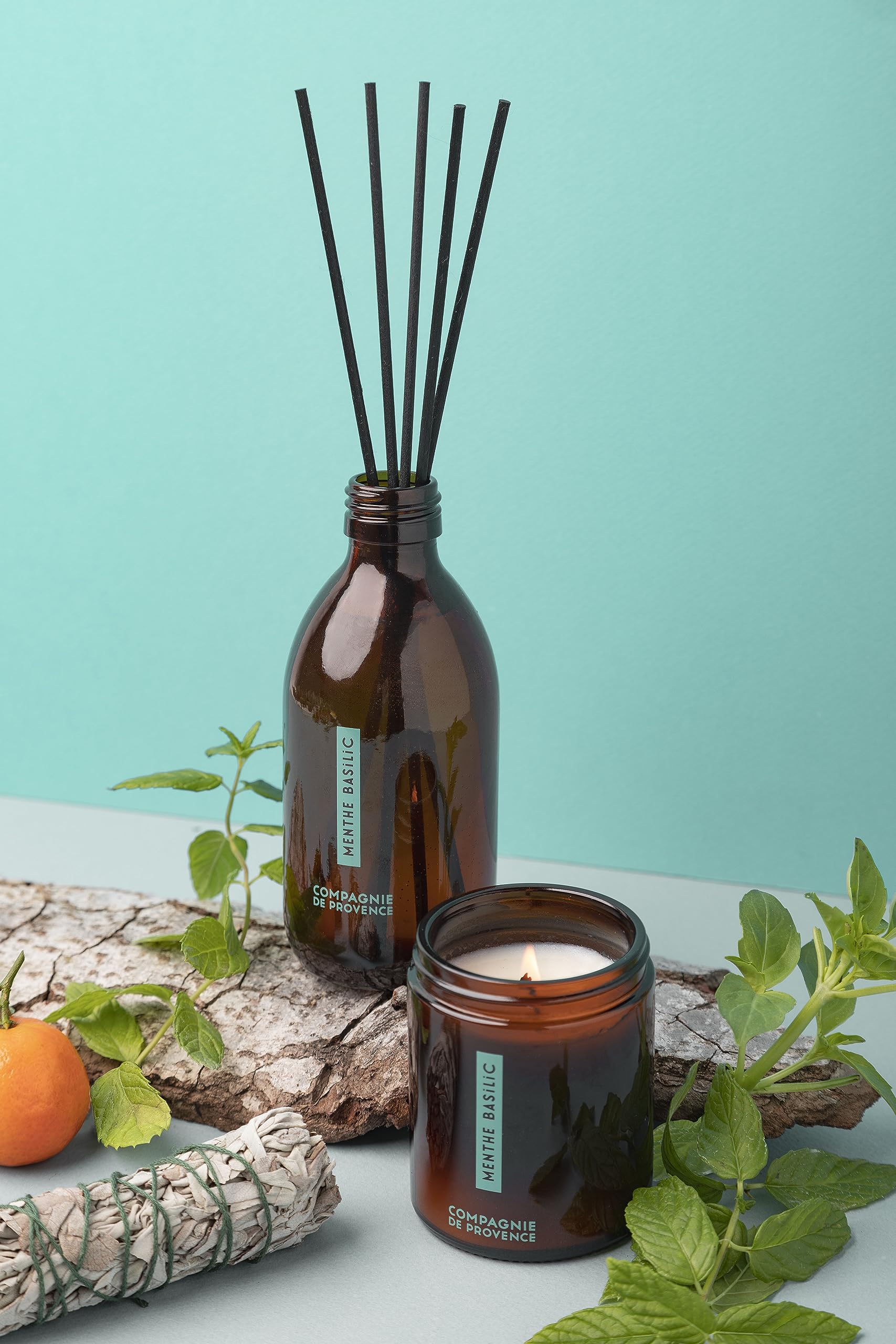 Compagnie de Provence® Duftkerze Mint Basil 150 g | für ein Gefühl von Vitalität | handgefertigt
