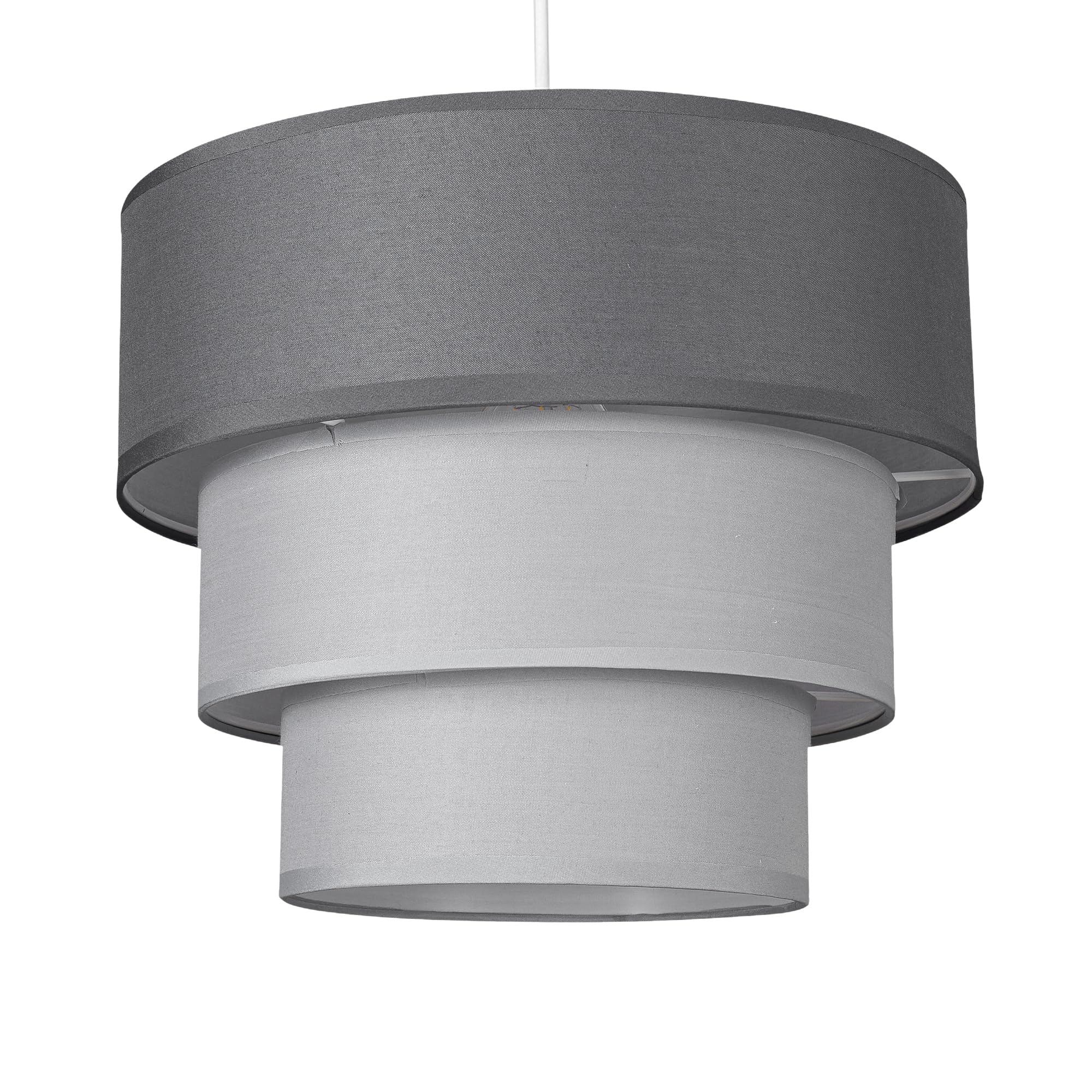 Giggi Charcoal Grey 3-Tier Fabric Lamp Shade, 30Cm Easy-Fit Ceiling Light Shade, Non-Electrical Pendant Lampshades For Ceiling Lights, Lamp Shades For Table Lamps, Floor Lamps, Living Room, Bedroom (Charcoal Grey)