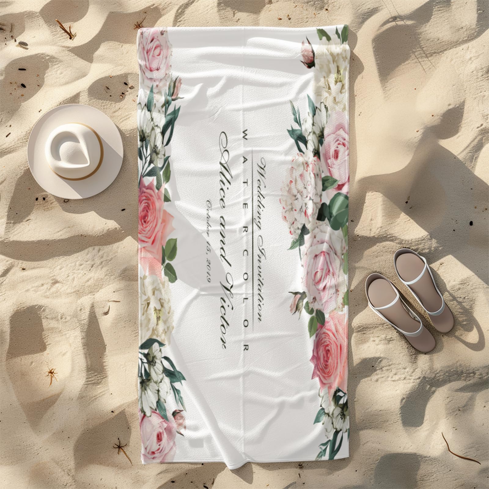 Telo Mare Microfibra 210x230 Rosa Verde Telo Spiaggia Grande Antisabbia,XXL Asciugamano Mare, Asciugatura Rapida, Stuoia Spiaggia Leggero E Portatile
