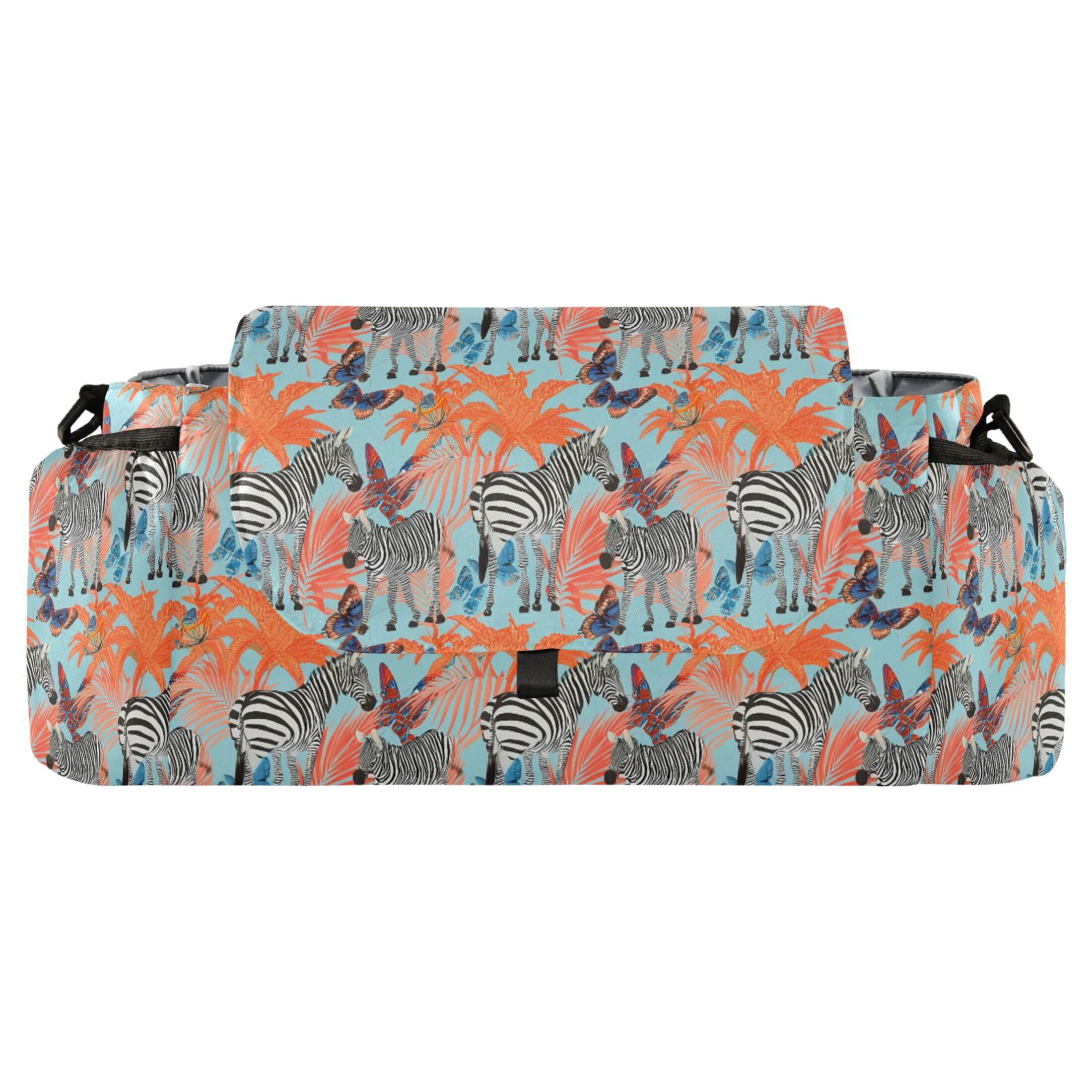 Burbuja Zebras Stroller Organizer with Insulated Cup Holders, Non-Slip Stroller Caddy Universal Fits Most Strollers, Nursery Accessories