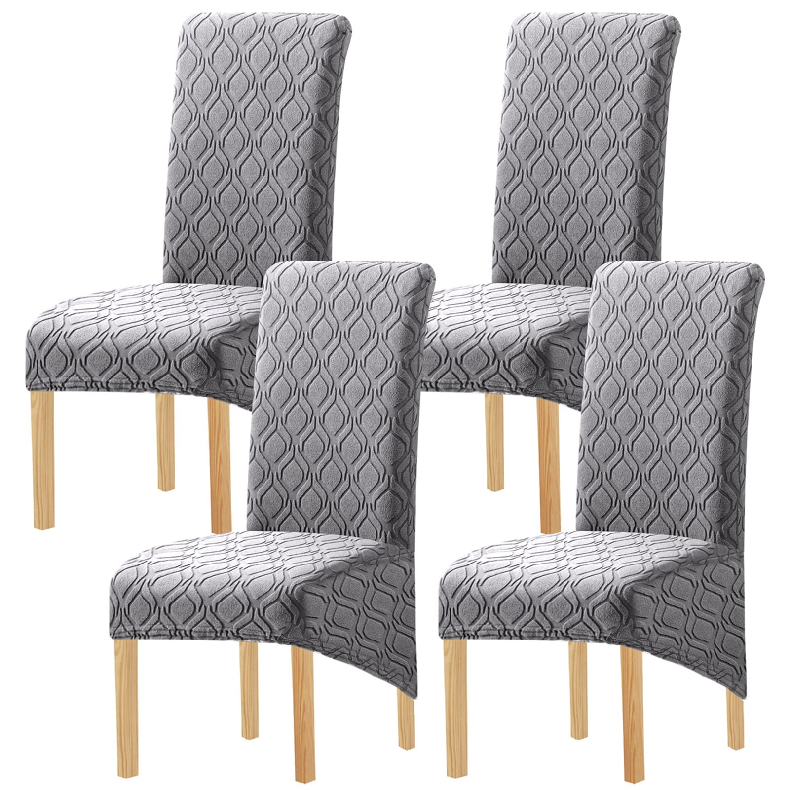 GYHH Stretch Jacquard Kitchen Large Size Dining Chair Covers,High Back Chair Seat Covers for Dining Chairs 4,Parsons Chair Protector Decoration Covers