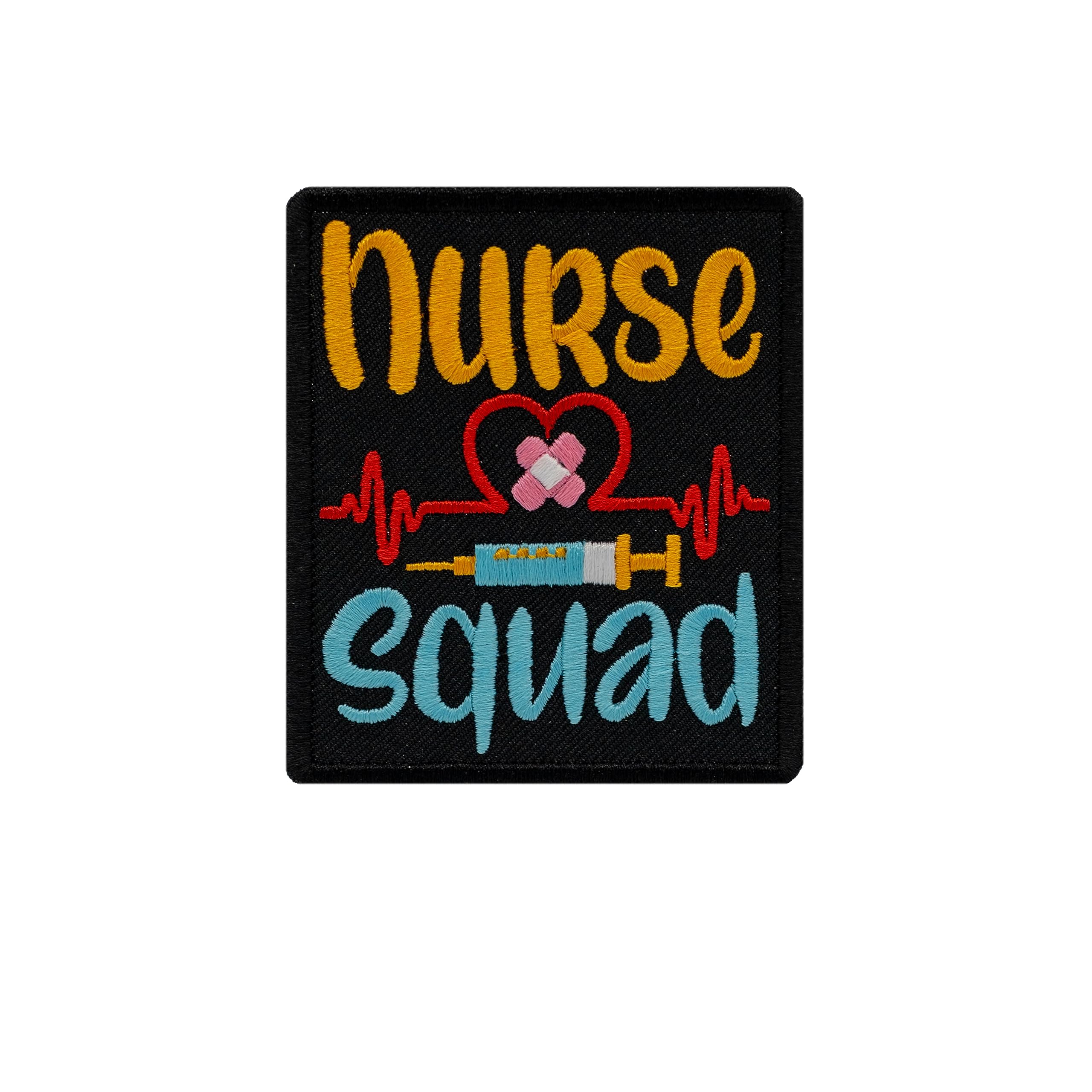 Nurse Squad Embroidered Patch Iron On. Size: 3.2 x 3.8 inches.