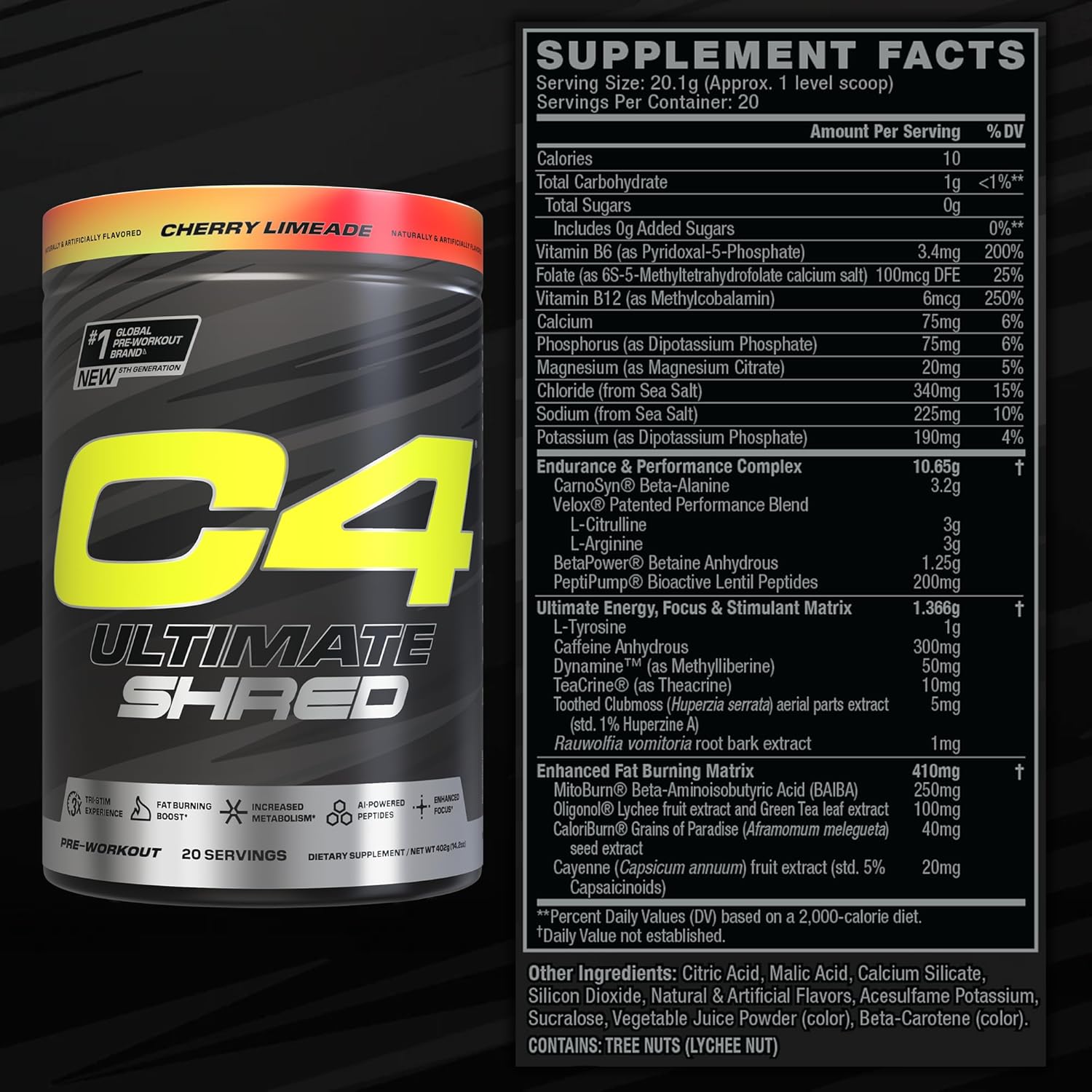 Cellucor C4 Ultimate Shred: Suplemento Pré-Treino com Extrato de Pimenta Cayenne e 300mg de Cafeína - Limão Rosa, 20 Porções para Energia e Queima de Gordura - Imagem 3