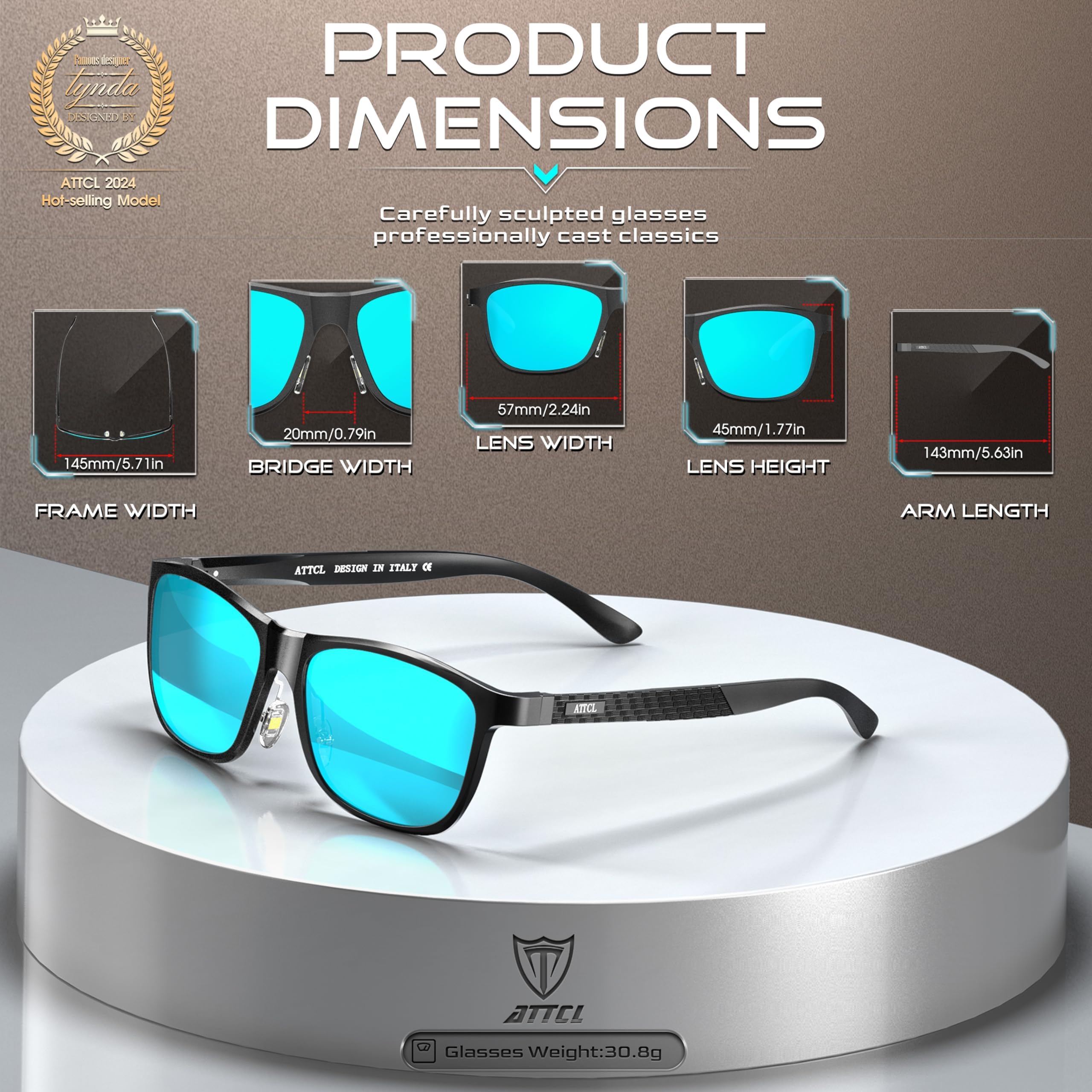 ATTCL Uomo Occhiali da sole polarizzati Montatura in metallo Super Light Al-Mg