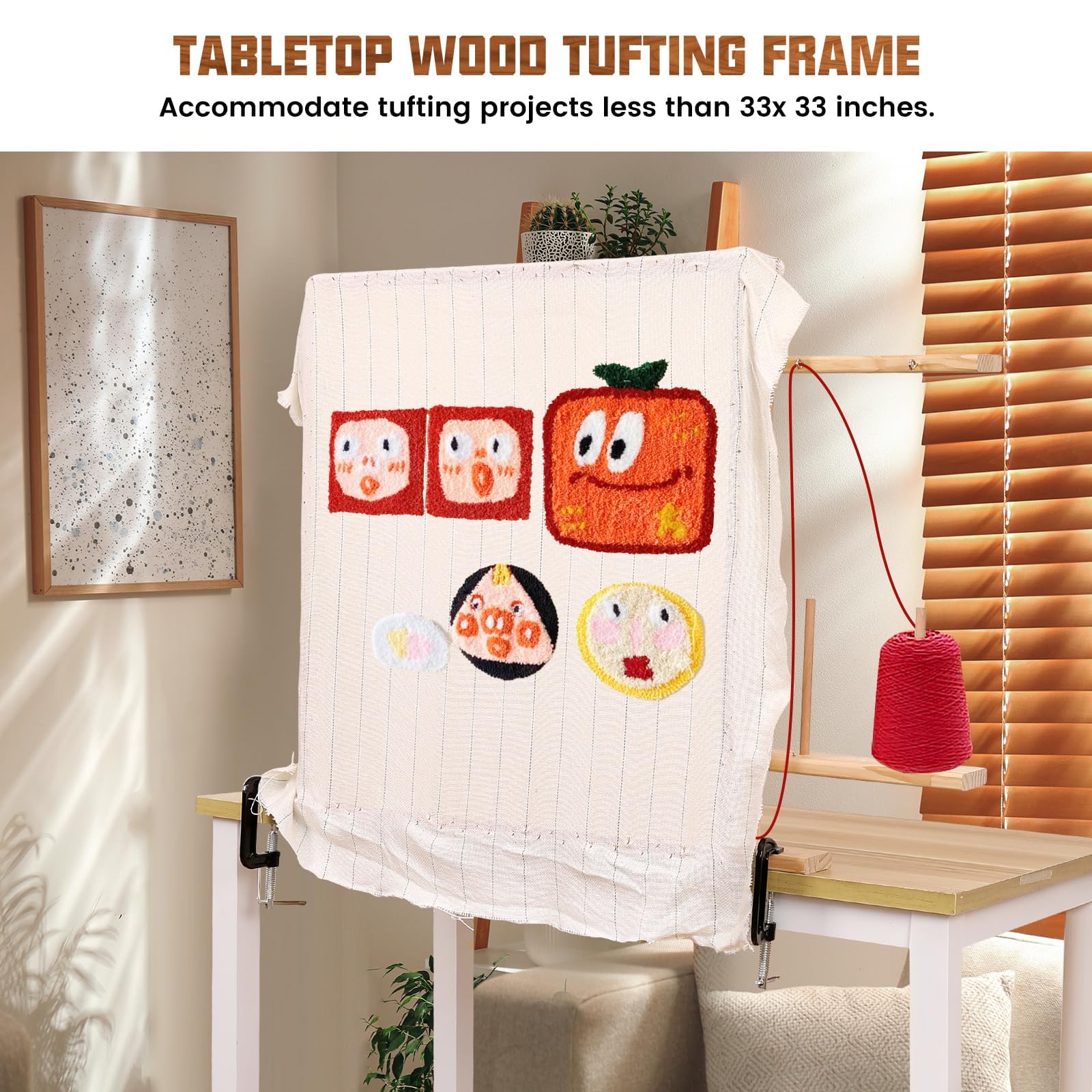 Riiai Tufting Frame, Teppich Tufting Frame 35.5" x 35.5" Tufting Frame für Teppich Herstellung, Holz Tufting Frame Teppich Herstellung Zubehör für Tufting Gun, Tischständer Frame Teppich