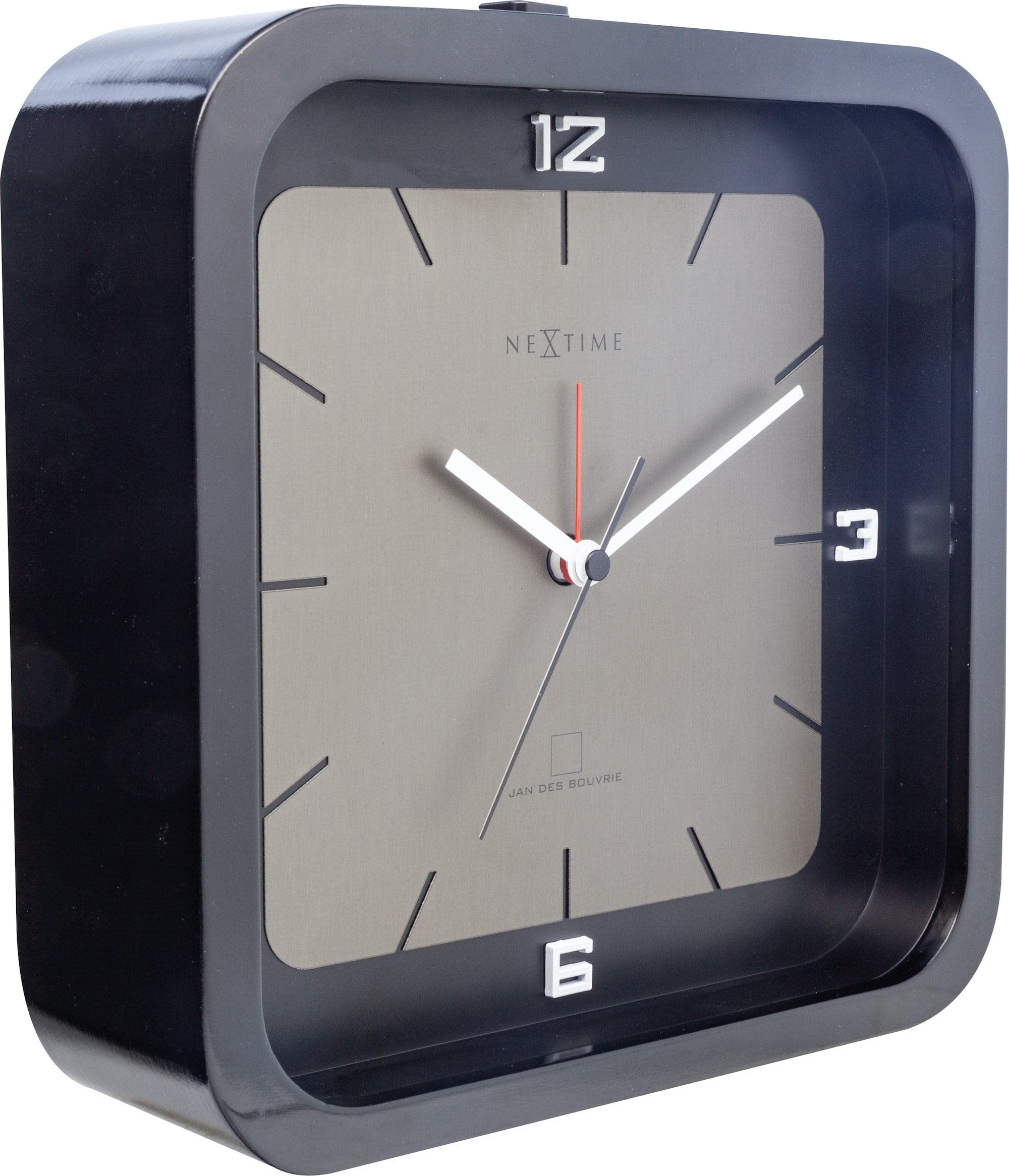 NeXtime Square Alarm Tischuhren, Metall und Kunststoff, Schwarz, 20 x 20 x 6 cm