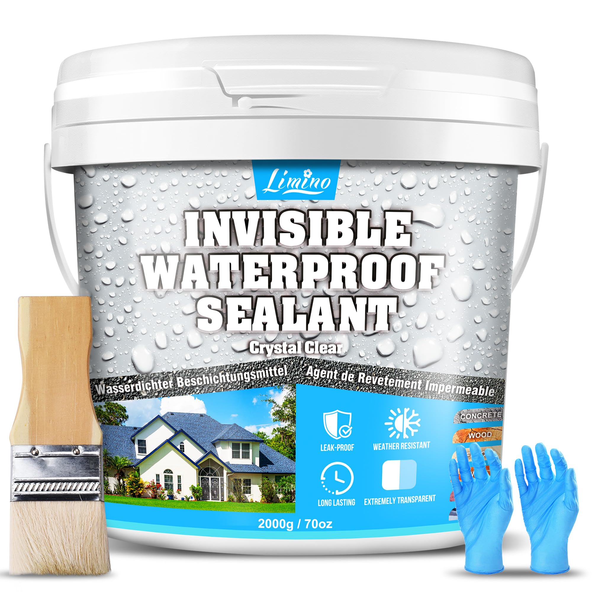 Waterproof Sealant, 2000g Water-Based Transparent Waterproof Coating, Invisible Water Proof Agent Indoor & Outdoor