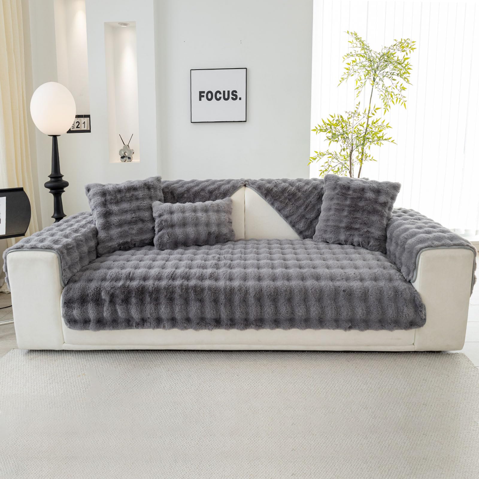 Tosleo Federe Per Cuscini In Velluto Con Inserto In Pelle Dorata – 50x50 Cm, Set Di 2, Colore Grigio - 2