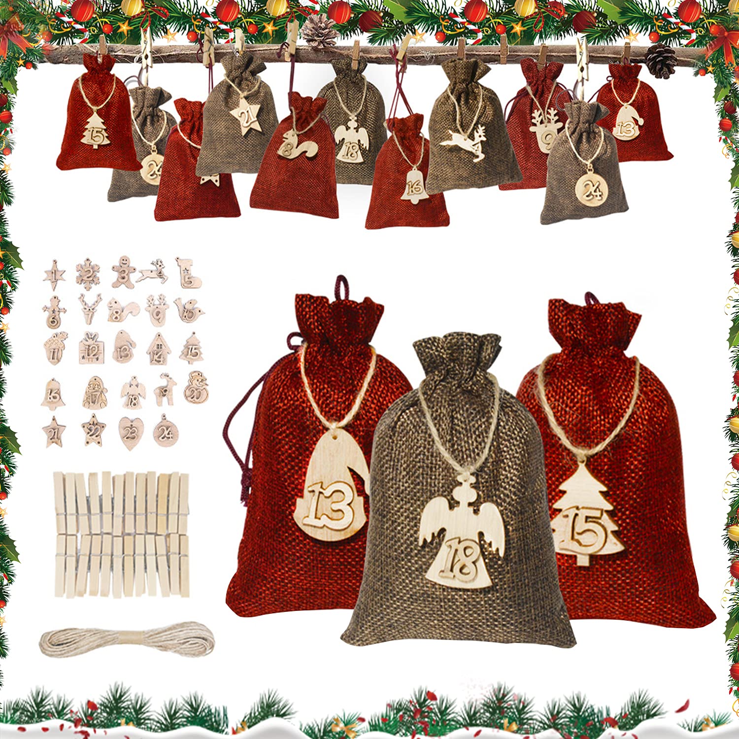 Buy YISKY Advent Bags 24 Pieces Bags Jute Bags Advent Bags To Fill buy-yisky-advent-bags-24-pieces-bags-jute-bags-advent-bags-to-fill