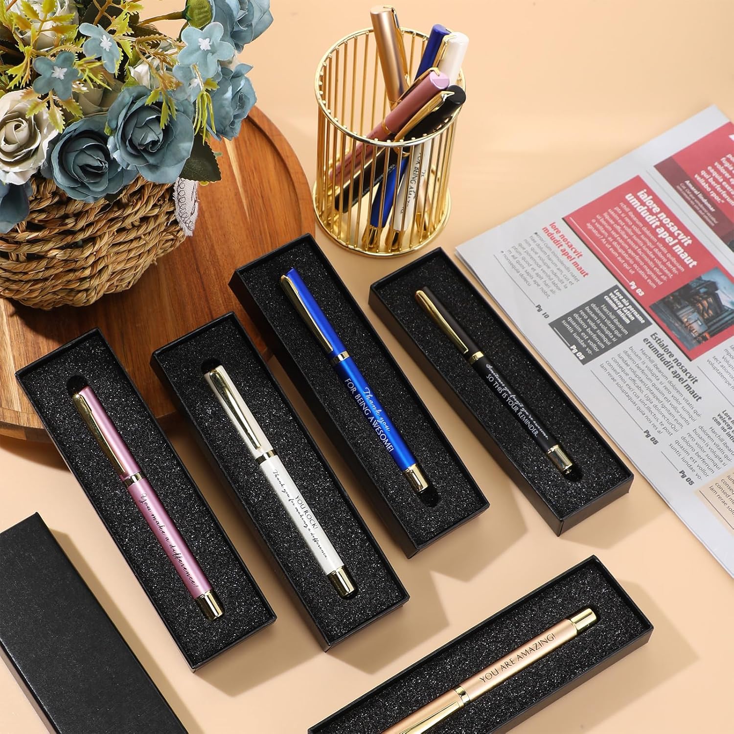 PerKoop 30 Set Thank You Pen Employee Appreciation Graduation Ballpoint Pen with Engraved Inspirational Quotes with Box for Nurse Appreciation Week Teacher Office Black Ink(Multicolor,Mixed) - Image 7