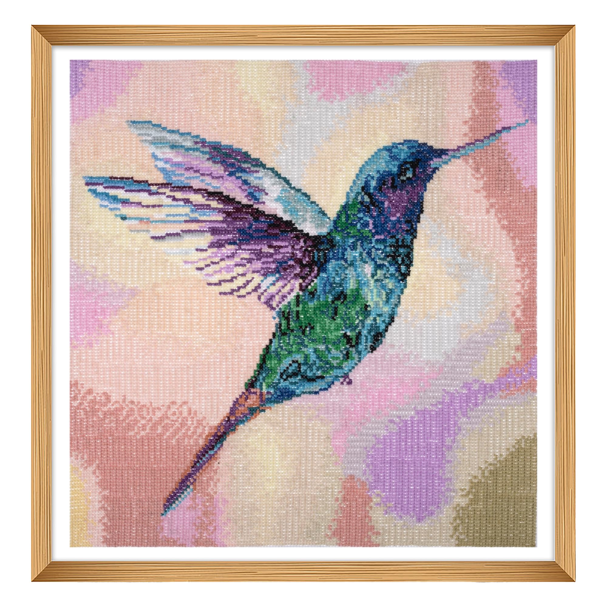 Trimits Large Cross Stitch Kits - Counted Embroidery Needlework for Adults Beginners Kids, Christmas Gifts Wall Art (Frame Not Included), 11 Count, Hummingbird
