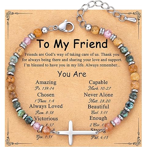 TONY & SANDY Christian Cross Bracelet for Women, Stocking Stuffers for Women, Confirmation Baptism Easter Gifts, Unique Gift for Friends Daughter Mom Sister in Christ on Birthday Christmas