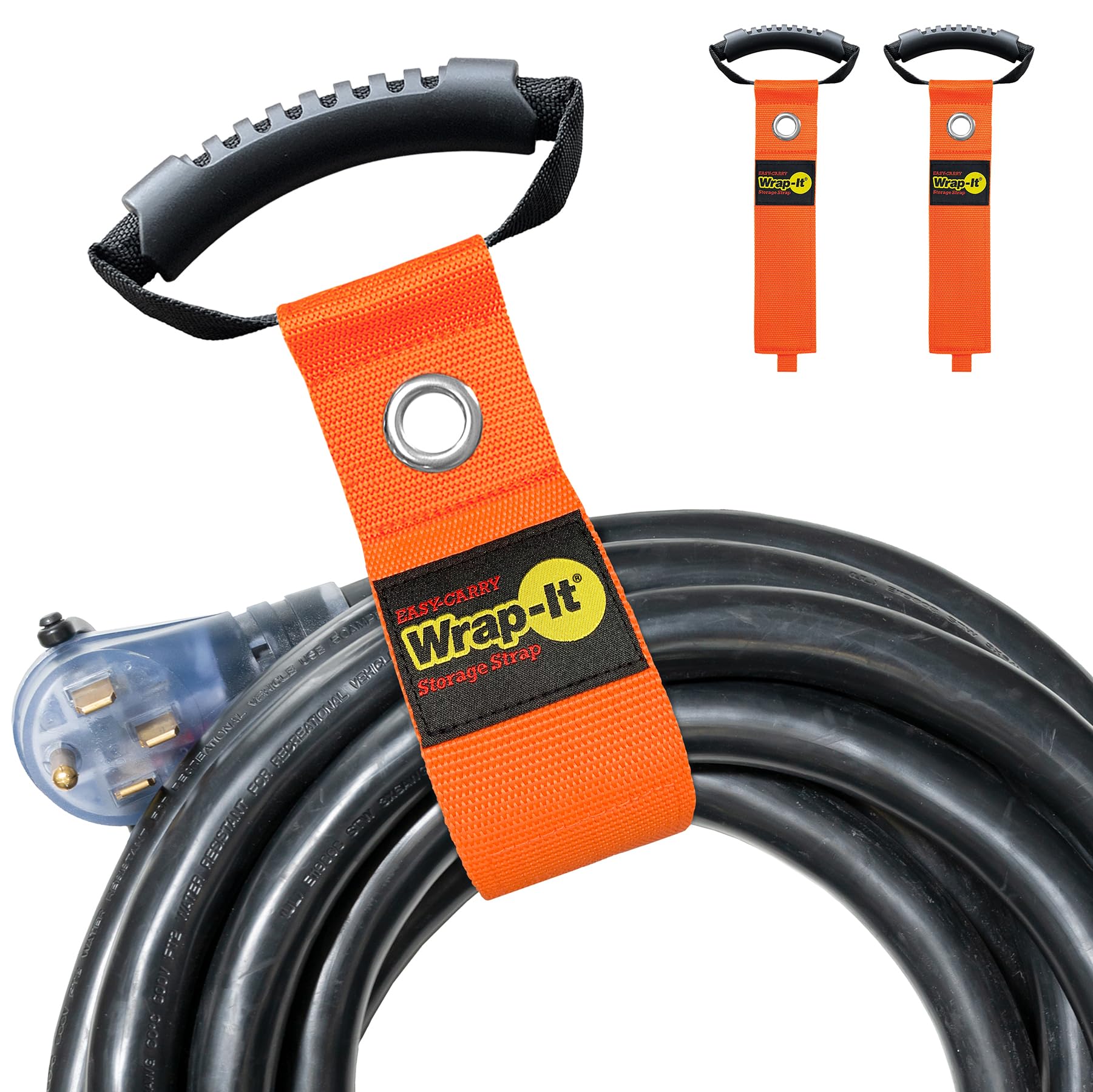 Easy-Carry Wrap-It Storage Straps - 22” (2-Pack) Blaze Orange with Grommet