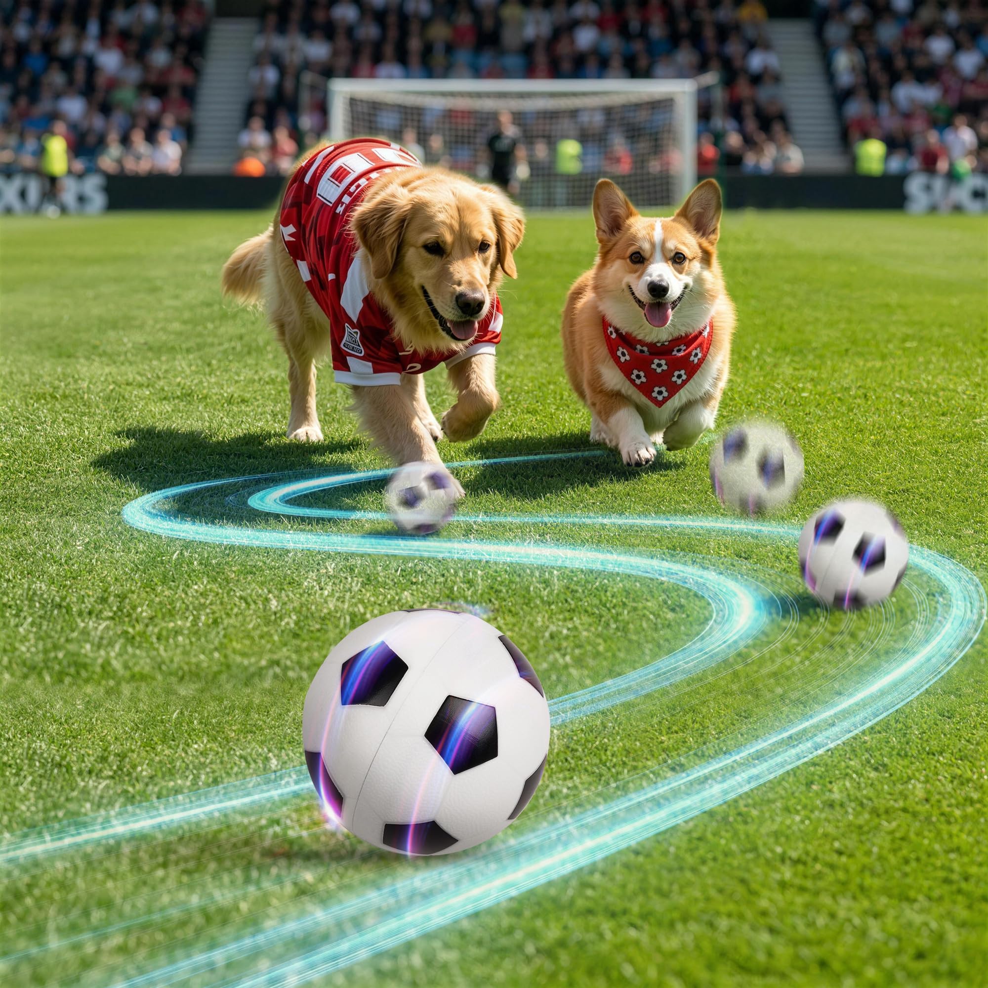 Pet Prime Balle Interactive pour Chien, Balle Football Coupe du Monde Rechargeable USB, 2 Modes détection Tactile, résistante intérieur extérieur