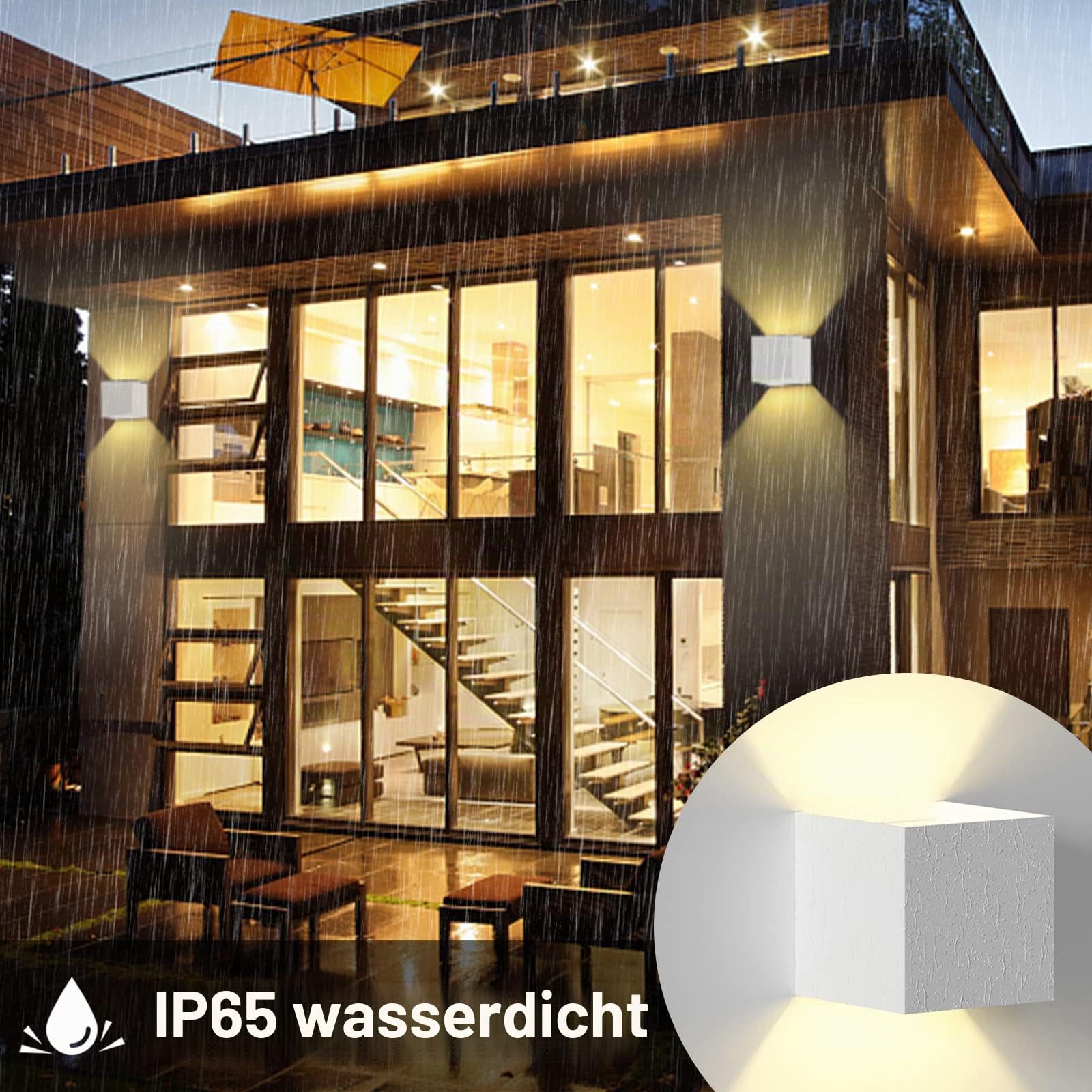 ChangM Wandleuchte Innen Aussen 7W LED Wandlampe mit Einstellung des Blattwinkels, IP65 Wandleuchte Weiße Schale mit Ersetzbaren G9 LED Birne, Warmweiß 3000K, 4 Stücke