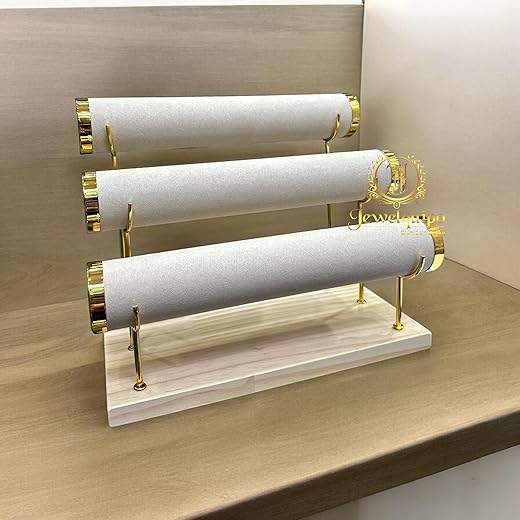 Bangle Display Stand, 3-Rod, Golden - Cream