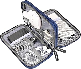 SaleOn USB केबल, इयरफ़ोन, पावर बैंक, मोबाइल चार्जर, हार्ड डिस्क और डिजिटल गैजेट्स के लिए पोर्टेबल स्टोरेज ऑर्गनाइज़र बैग मेश पॉकेट, डुअल ज़िपर और इलास्टिक लूप, वाटर रेज़िस्टेंस मटीरियल, नीला