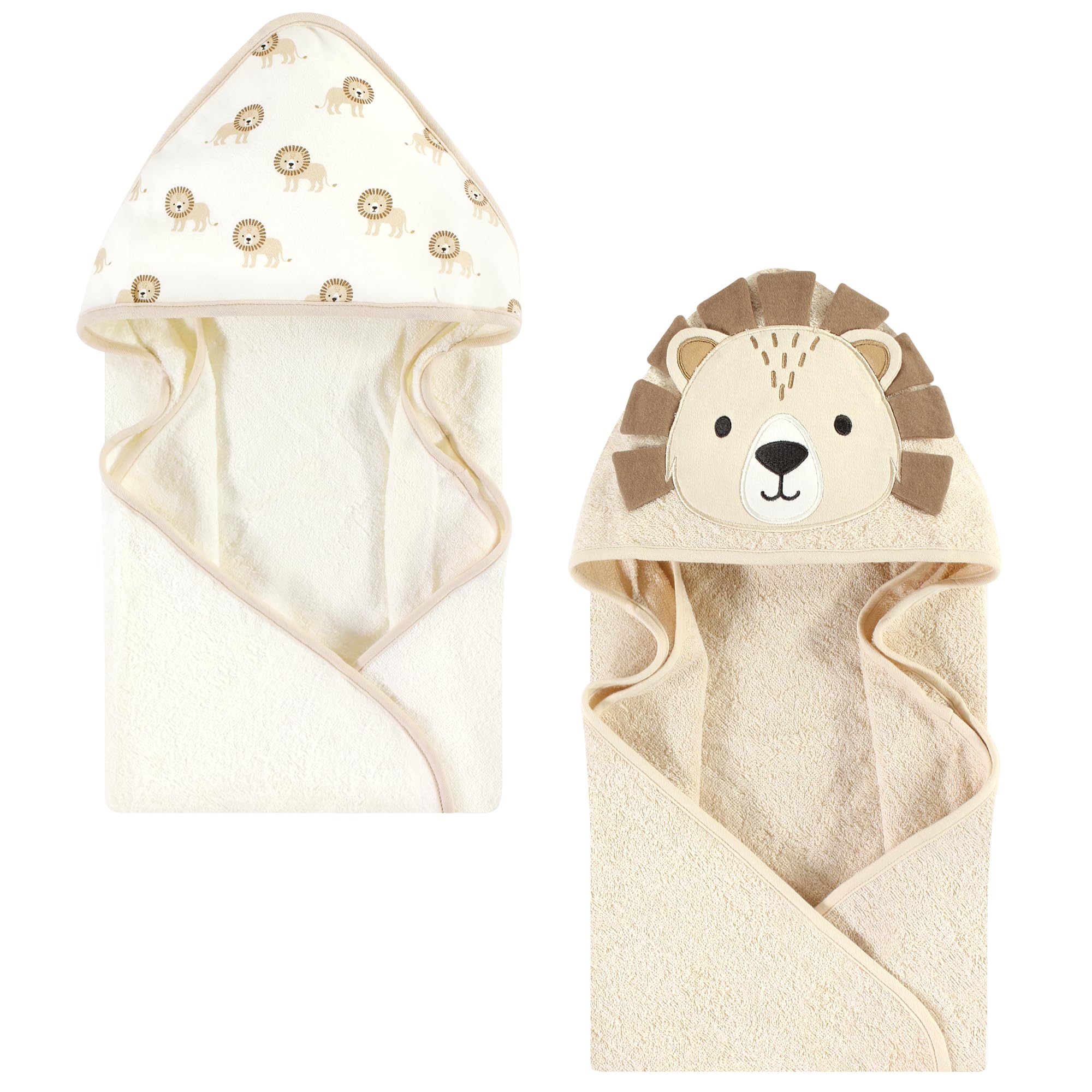 Hudson Baby Unisex Baby Cotton Animal Face Hooded Towel, Lion, One Size